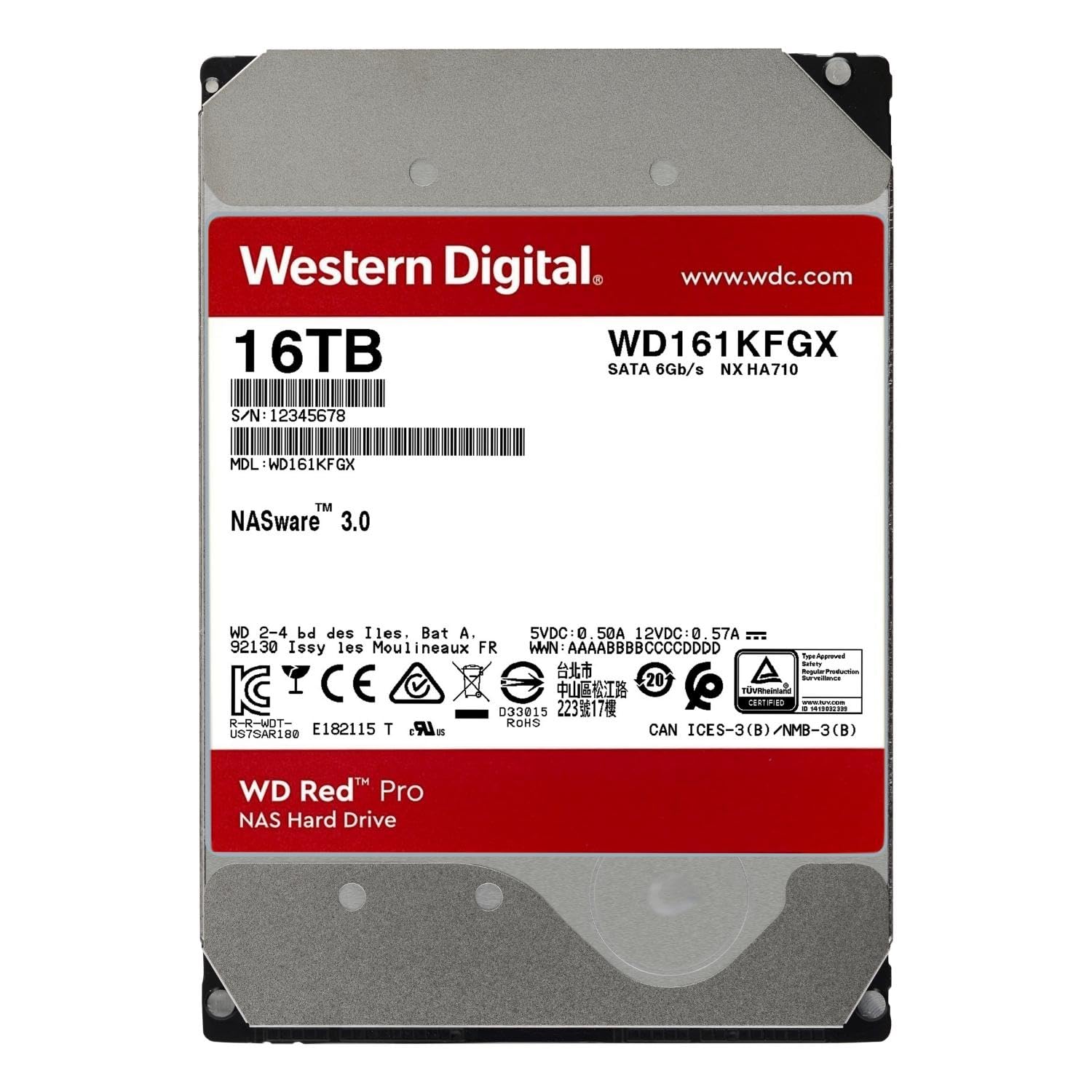 WD Red Pro 16To 6Gb/s SATA 512Mo Cache Internal 3.5p HDD bulk