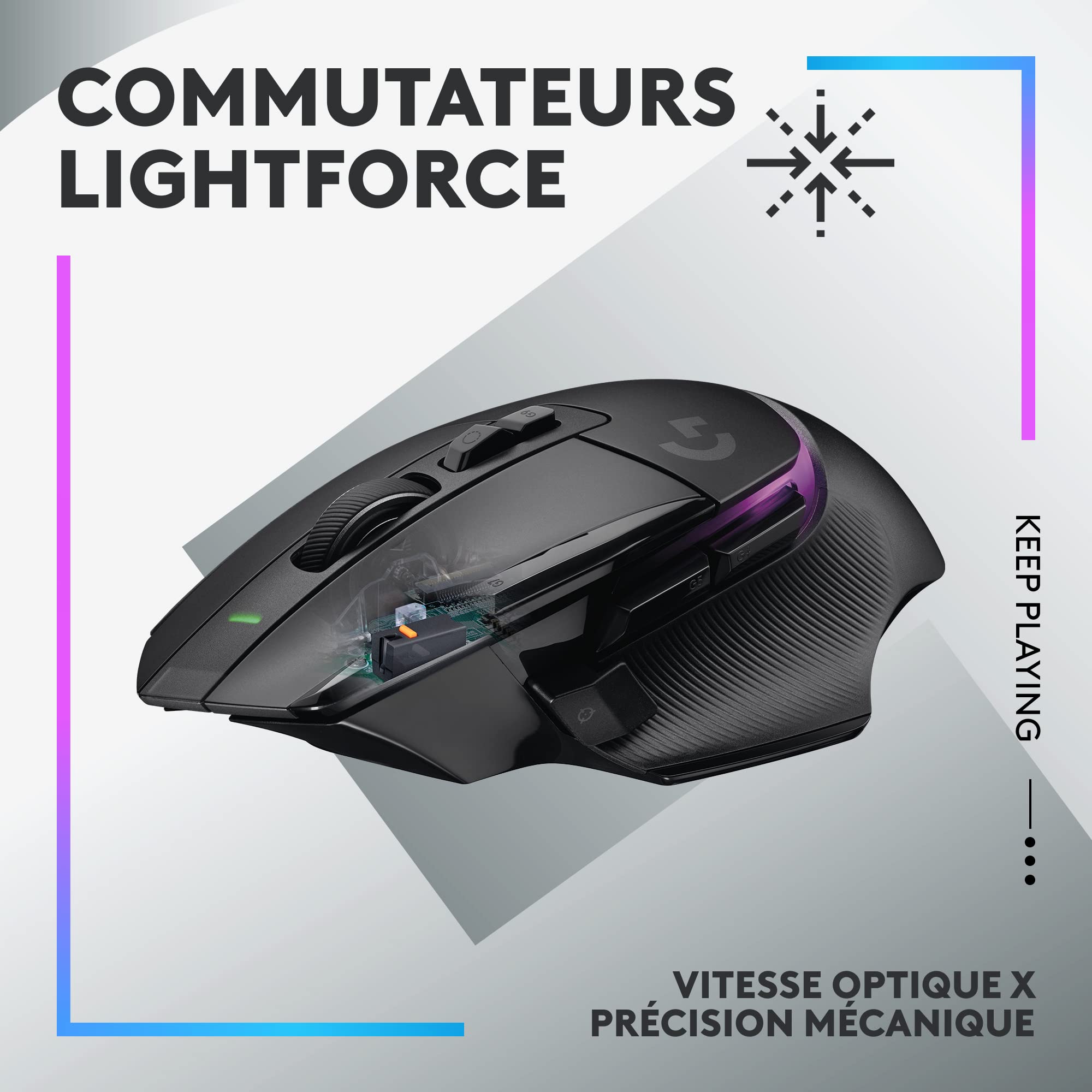 LOGITECH G G502 X PLUS Mouse optical wireless 2.4 GHz USB LOGITECH LIGHTSPEED receiver black
