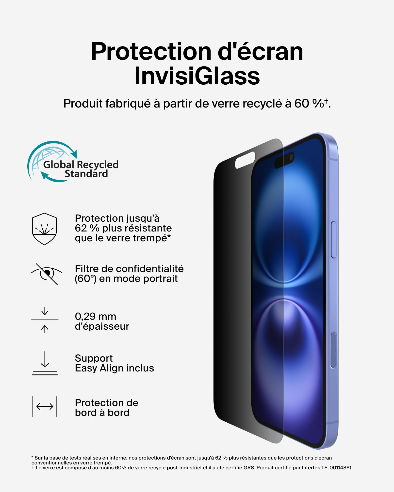 BELKIN ScreenForce Pro Invisiglass Privacy AM Screen Protector - iPhone 16 Plus/15 Plus/14 Pro Max