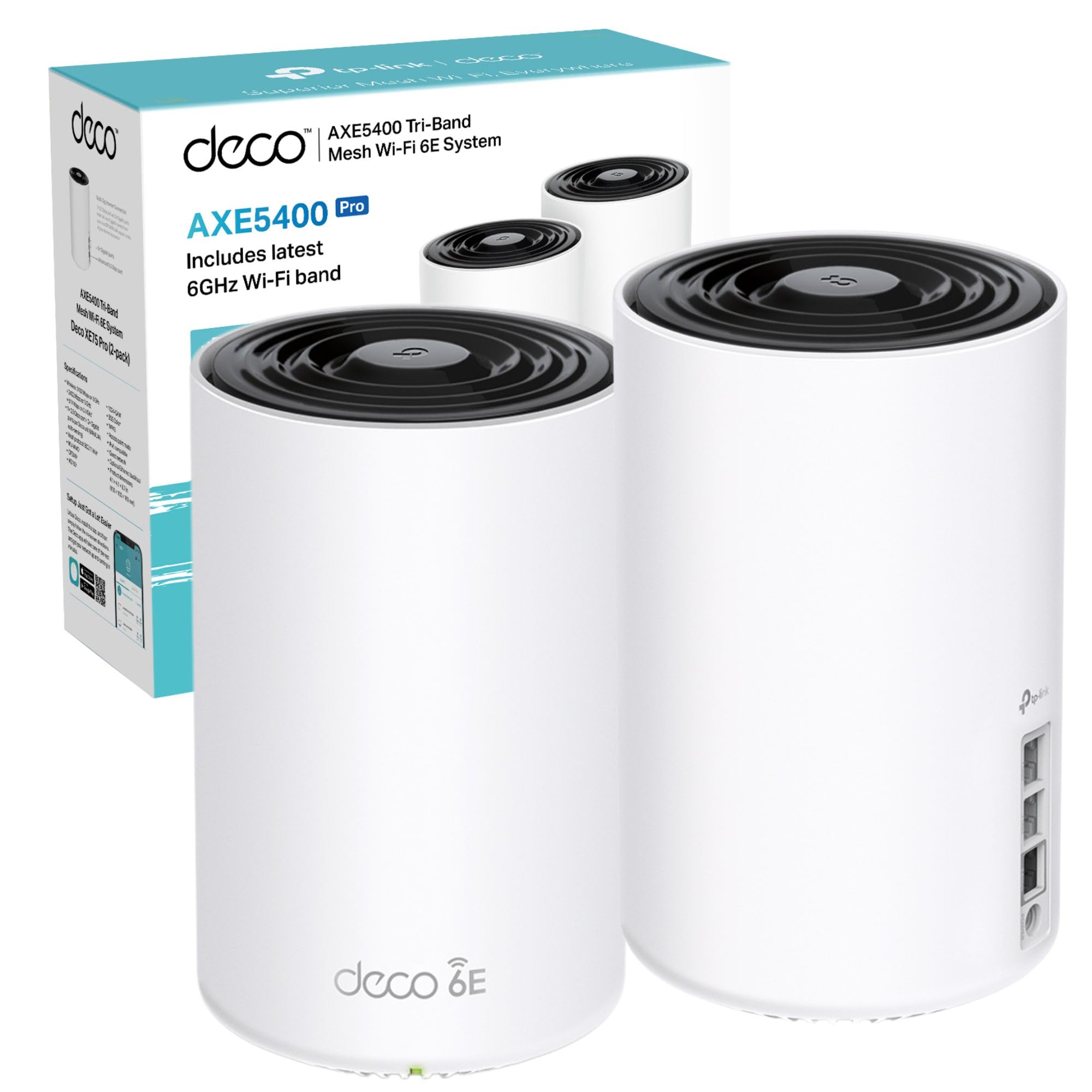 TP-LINK AXE5400 Whole Home Mesh Wi-Fi 6E System Tri-Band 574Mbps at 2.4GHz + 2402Mbps at 5GHz + 2402Mbps at 6GHz