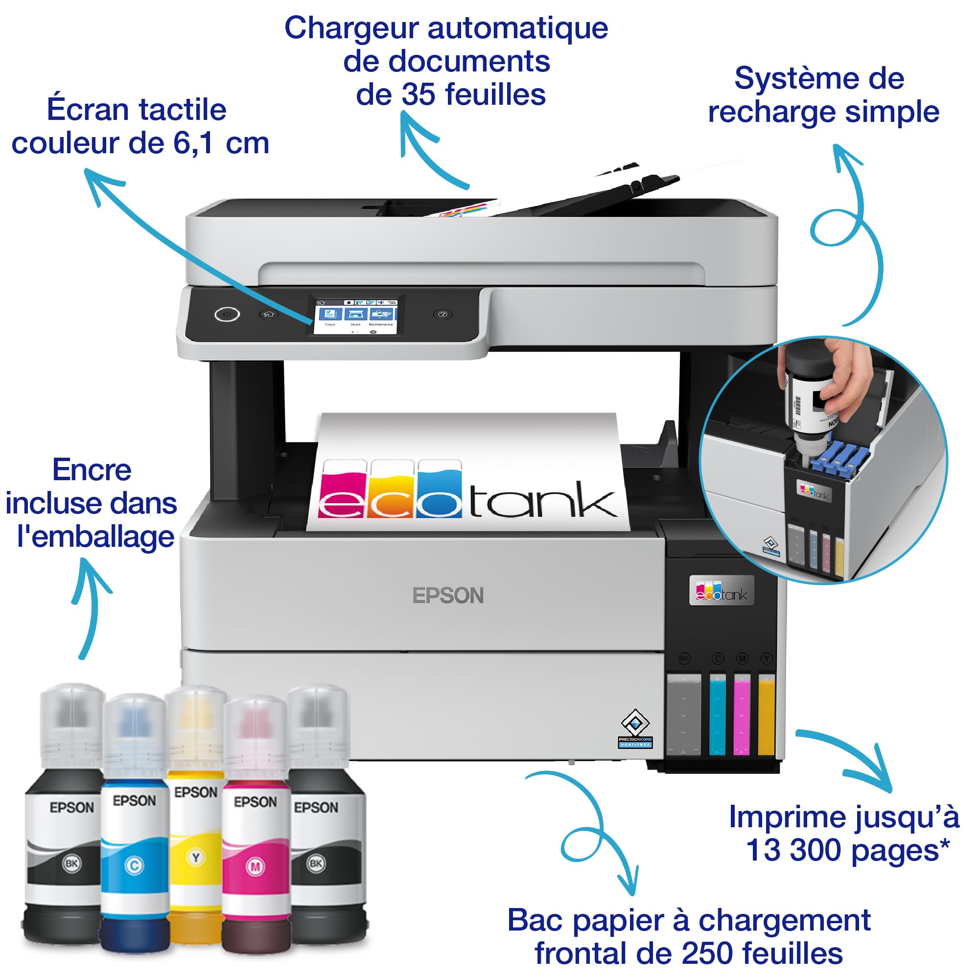 EPSON EcoTank ET-5150 MFP colour ink-jet A4 17.5ppm print 250 sheets USB LAN Wi-Fi