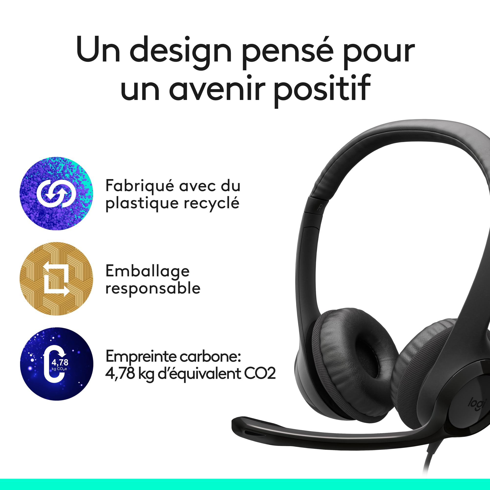 LOGITECH H390 USB-C Computer Headset Midnight Black