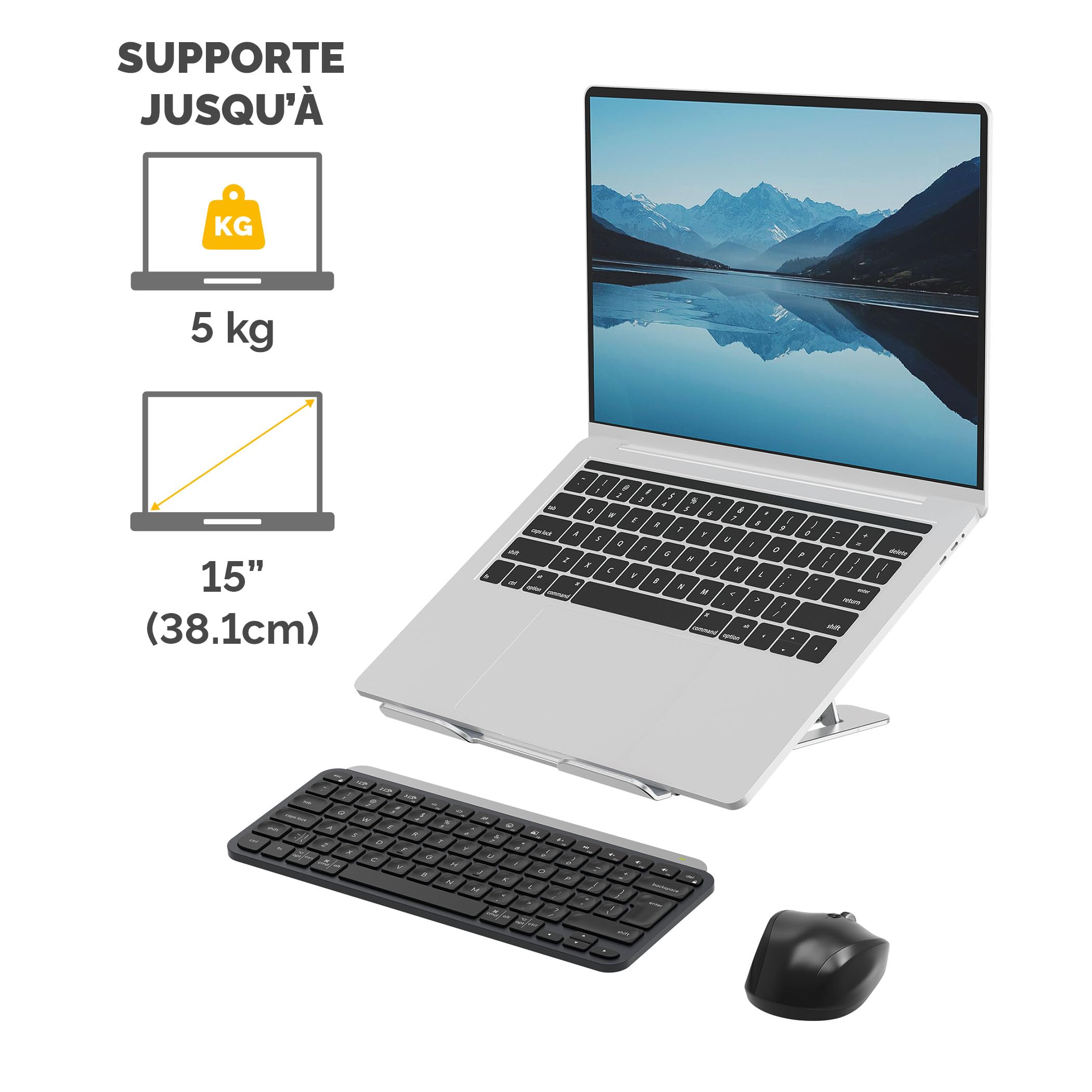 FELLOWES SUPPORT ORDINATEUR PORTABLE LAPTOP ARGENT ALUMNIA