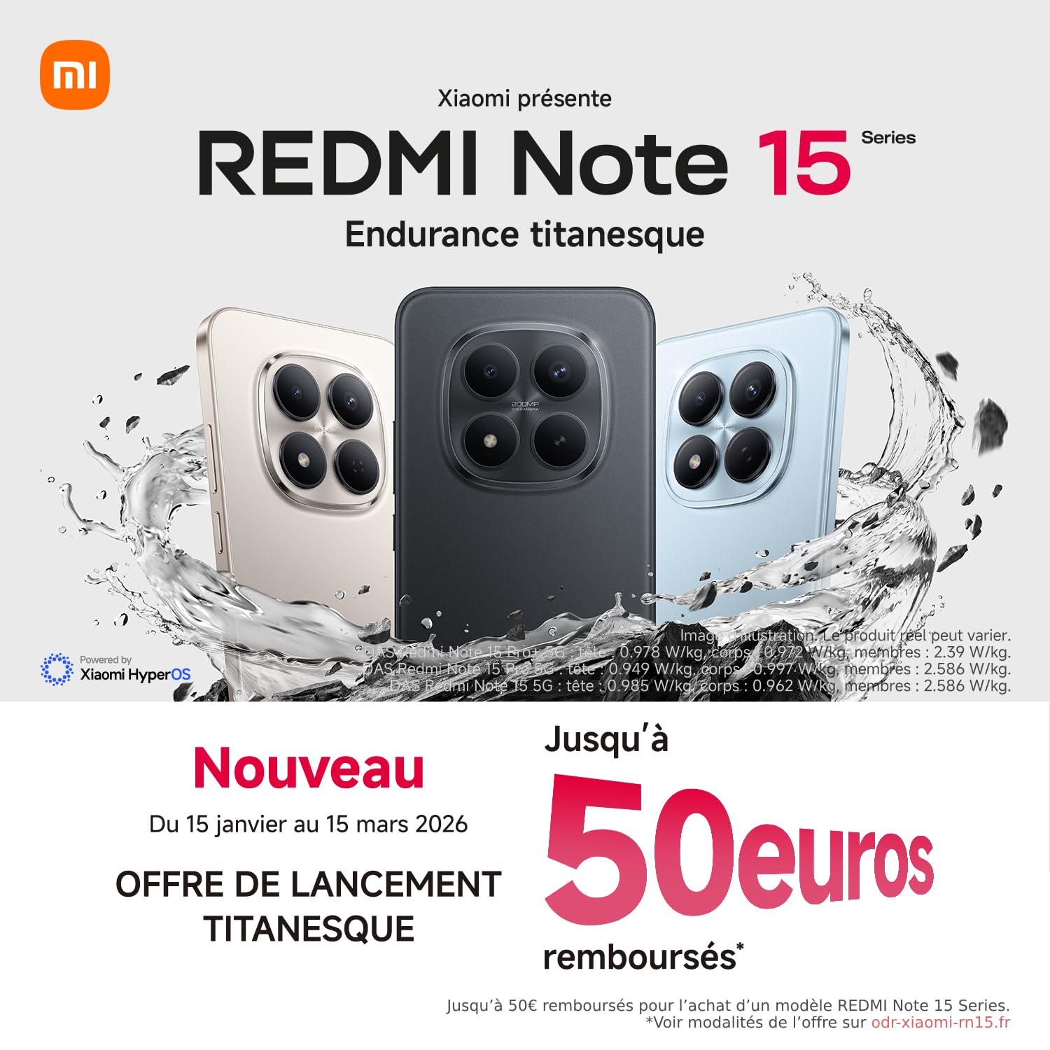 Xiaomi Redmi Note 15 Pro 5G (6.83'' - 512 Go, 8 Go RAM) Gris Titane