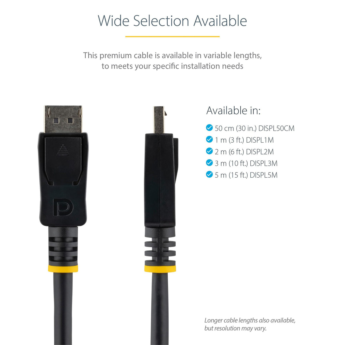 0.5m DisplayPort 1.2 Cable with Latches