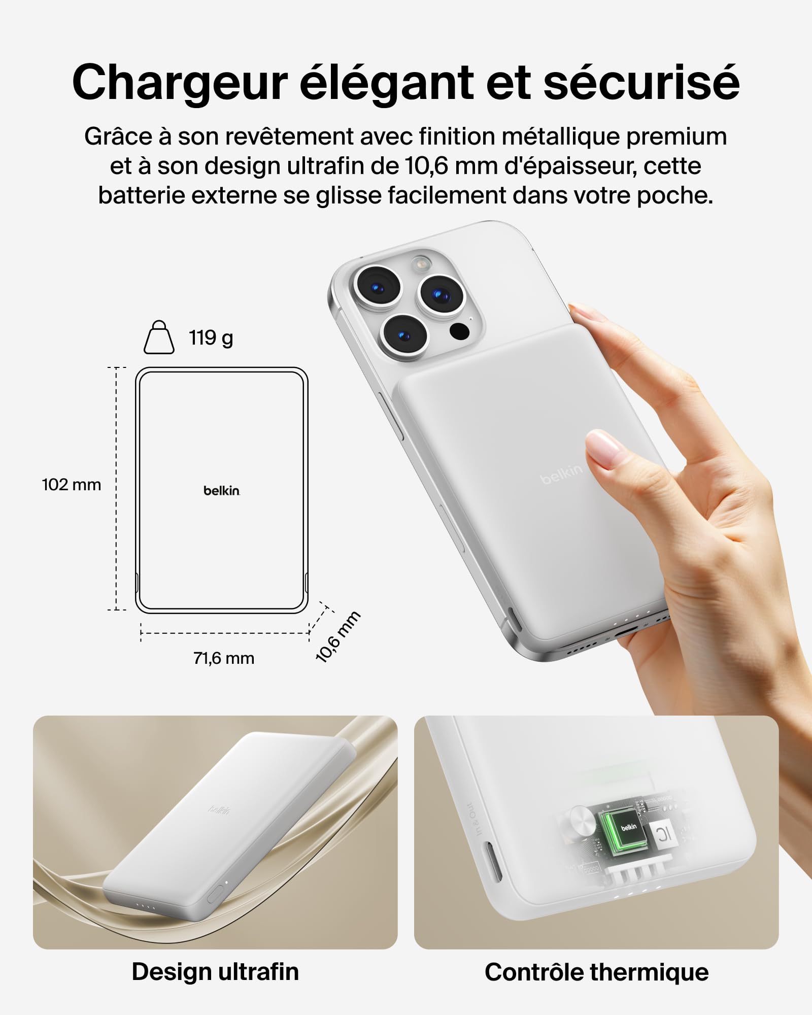BELKIN BoostCharge Slim 5k Magnetic 7.5w White