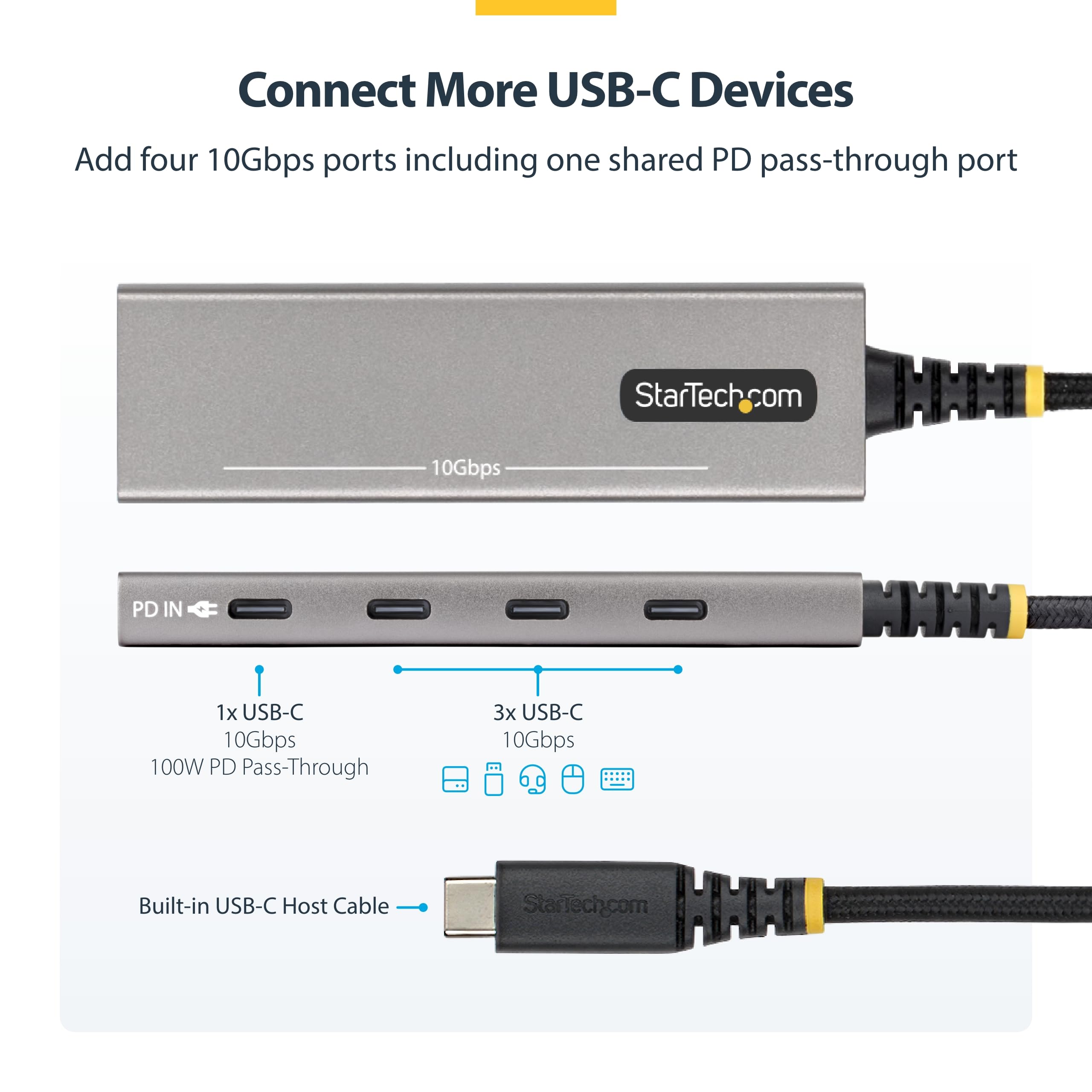 4-Port USB-C Hub 10Gbps 4x USB-C Ports