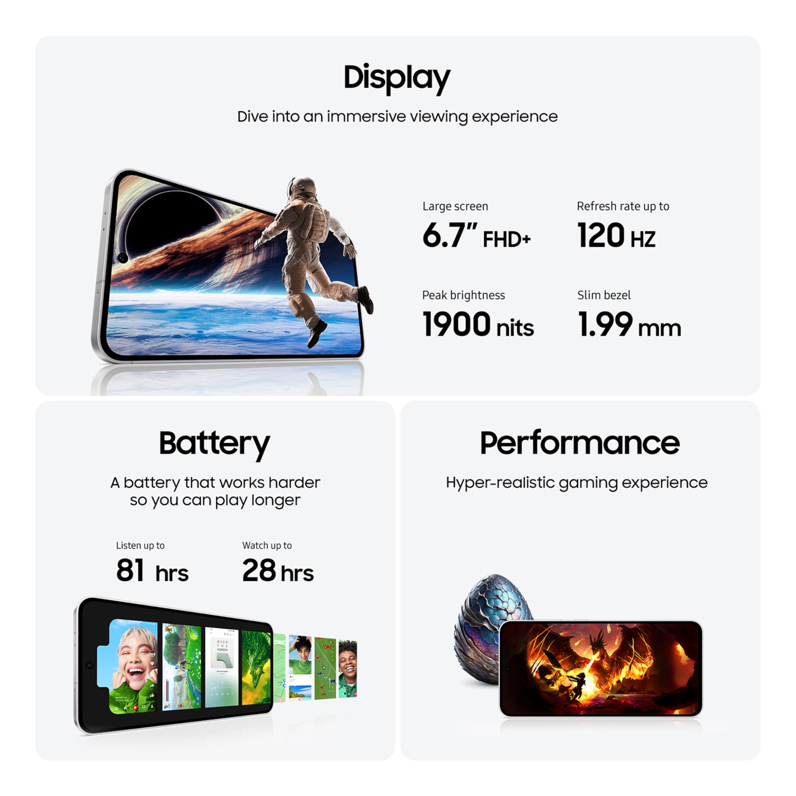 Samsung S721 Galaxy S24 FE 5G (6.7", 256 Go, 8 Go RAM - No EU, Garantie 2 ans par HEM) Argent