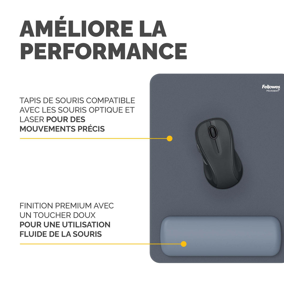 FELLOWES Tapis souris repose-poignets XL Breyta Bleu gris