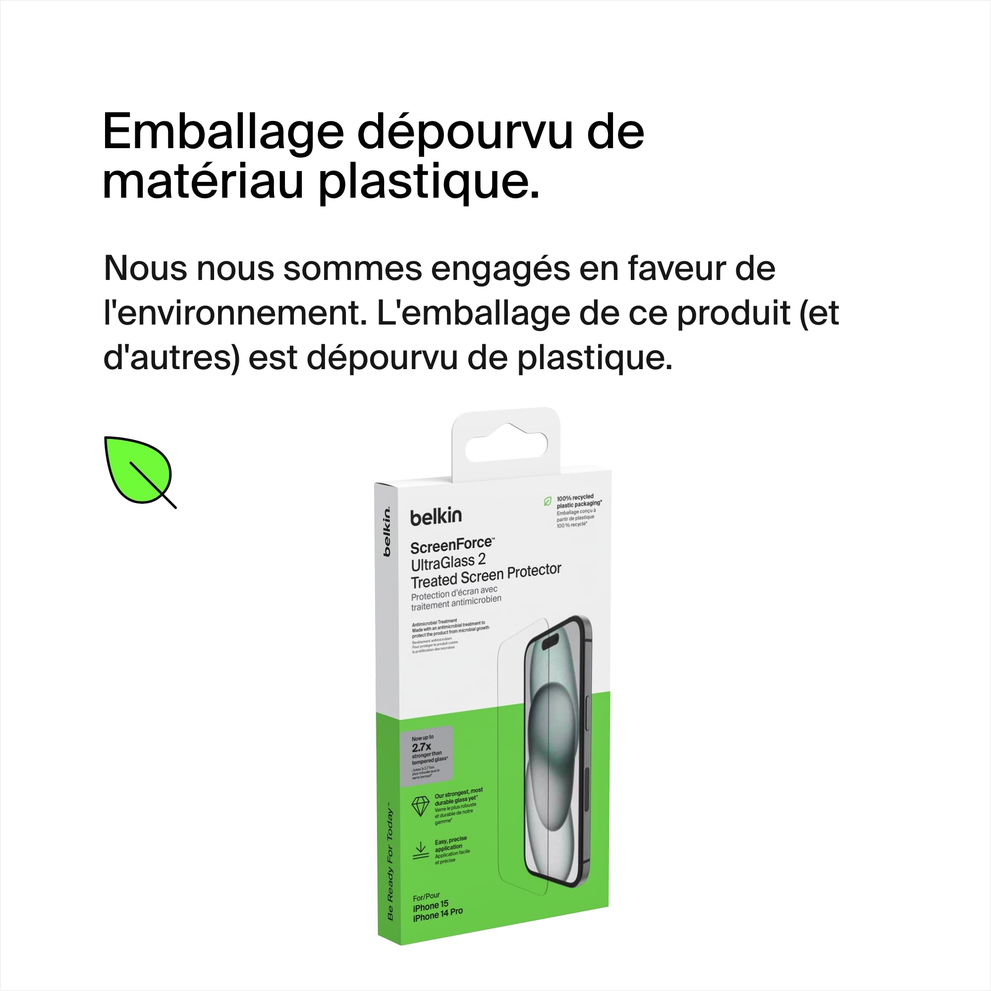 BELKIN ScreenForce Pro UltraGlass2 AM Screen Protector - iPhone 16/15/14 Pro