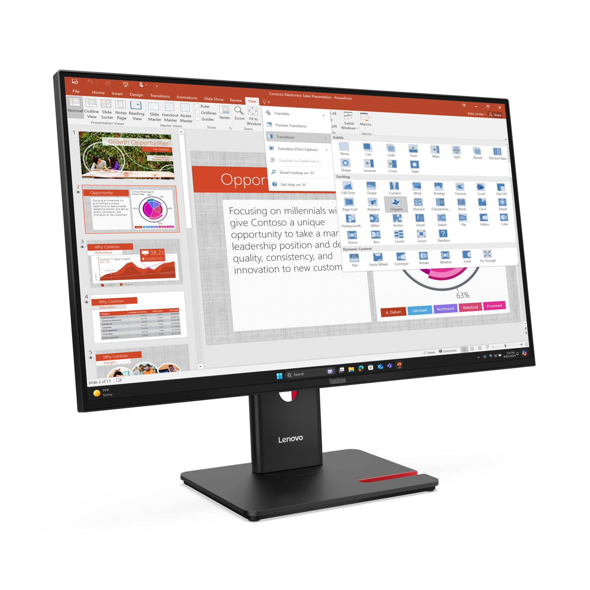 LENOVO ThinkVision T27-40 LED Écran 27p 1920x1080 Full HD (1080p) 120Hz IPS 300cd/m2 1500:1 4ms HDMI VGA DisplayPort 3y