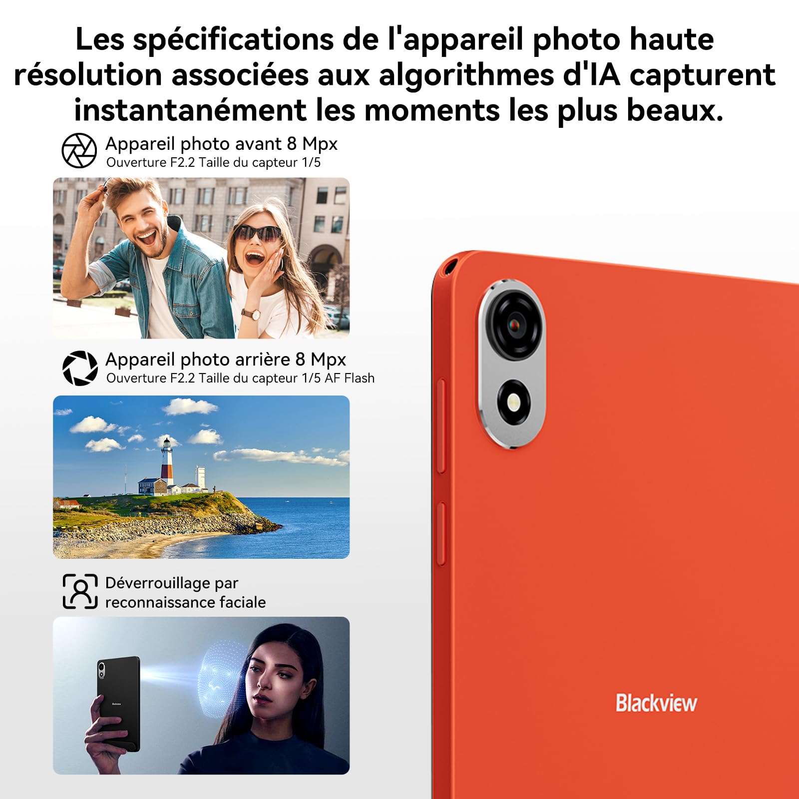 Blackview ZENO 1 (Tablette 4G - 8'' - 6 000 mAh - 256 Go, 6 Go RAM) Orange