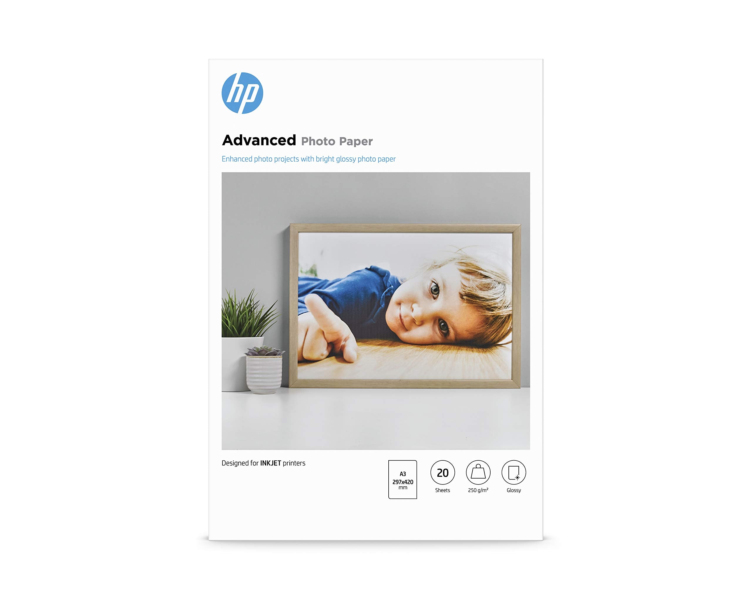 HP original Advanced glossy photo paper white Ink cartridge Q8697A 250g/m2 A3 20 sheets 1-pack
