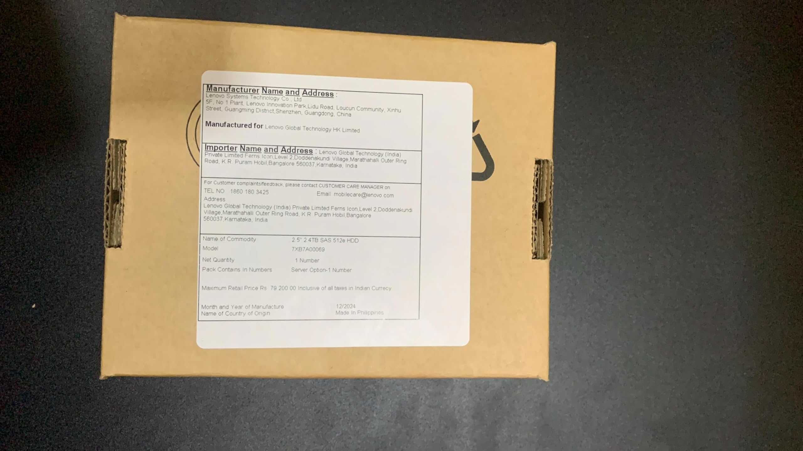 LENOVO ISG 2.4TB Enterprise Performance 2.5inch 10K SAS 12Gb Hot Swap 512e HDD