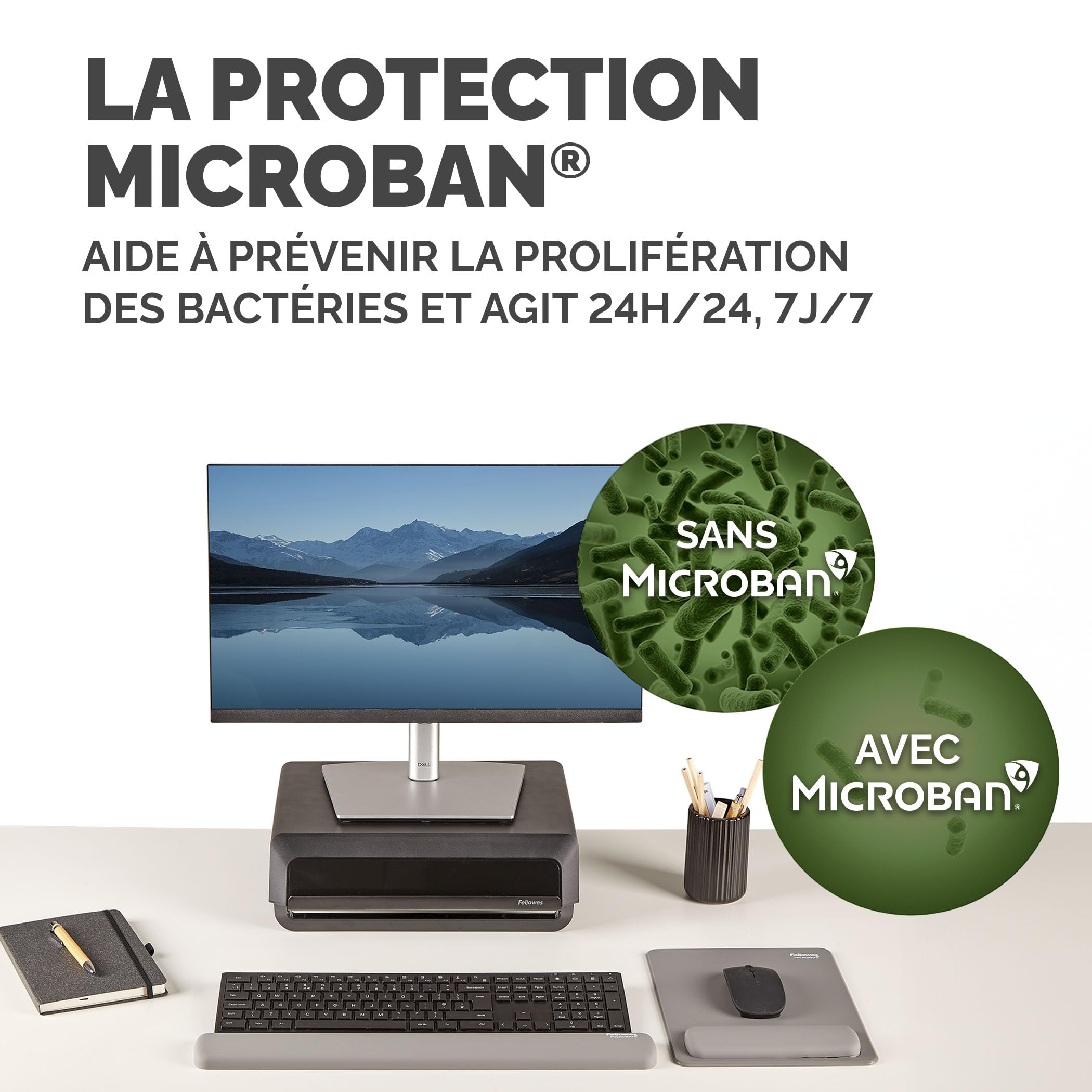 FELLOWES Tapis souris repose-poignets XL Breyta Gris