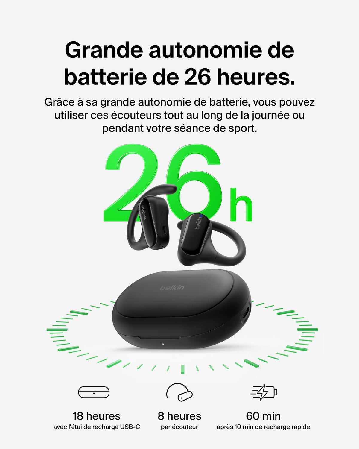 BELKIN Clearfit Open-Ear Wireless Earbuds Black