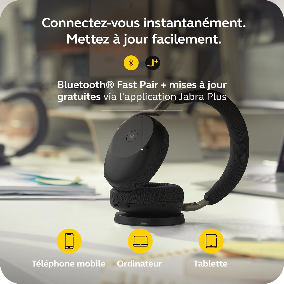 Jabra Evolve3 85 MS Link 390 USB-A Bla