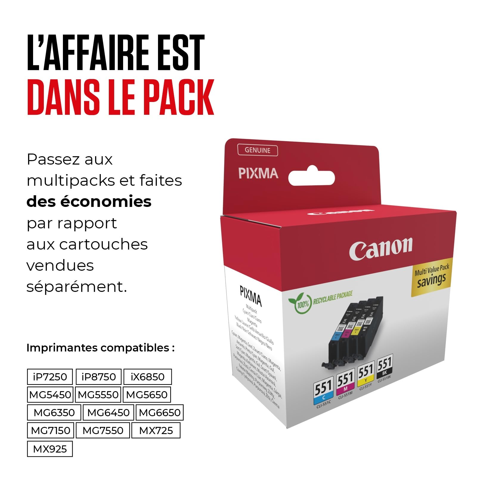 CANON CLI-551 Ink Cartridge C/M/Y/BK MultiPack blister