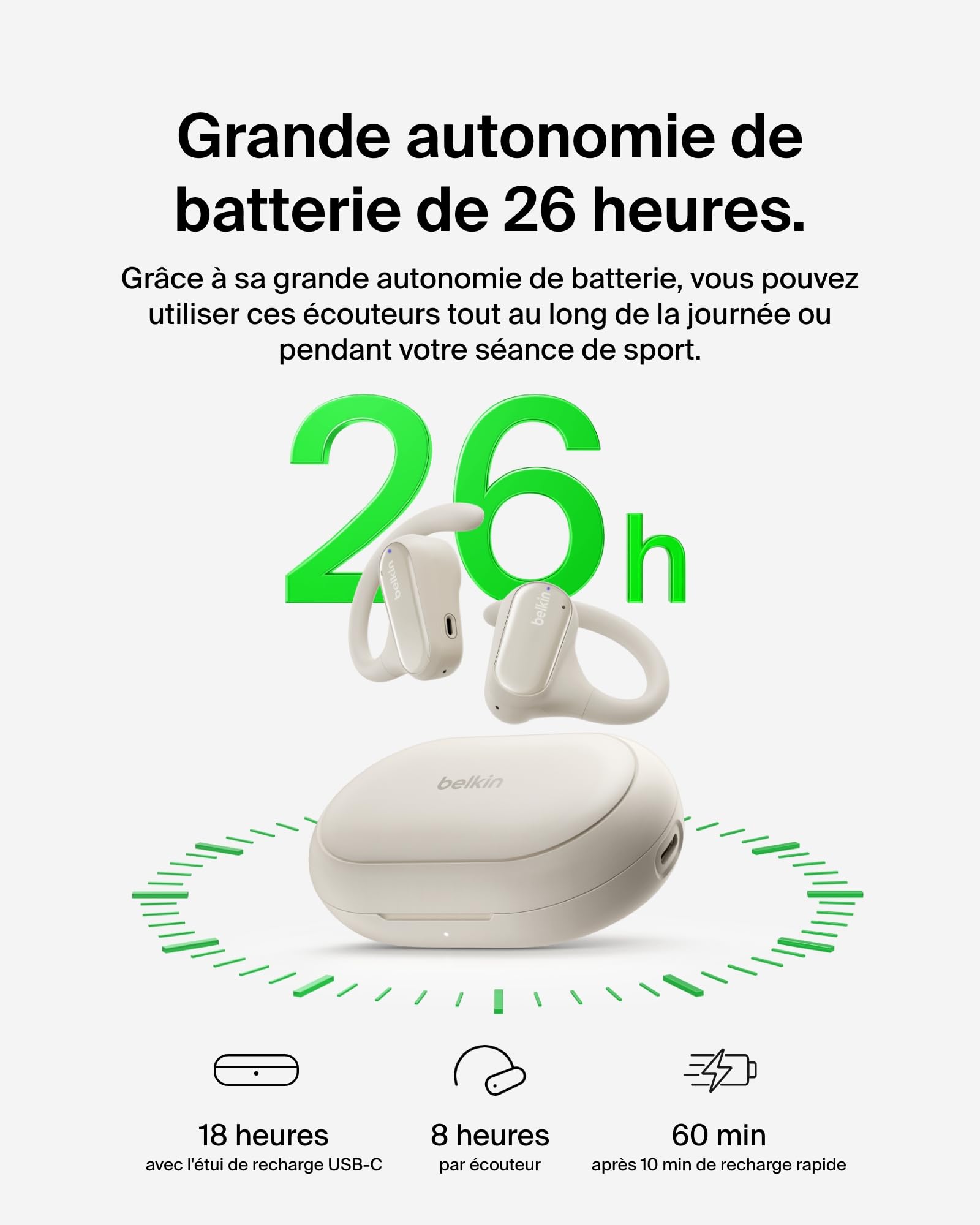 BELKIN Clearfit Open-Ear Wireless Earbuds Sand