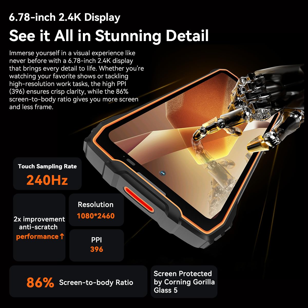 Blackview BL7000 (Doke IA - 5G - Écran 6.78'' - 256 Go, 8 Go RAM) Noir