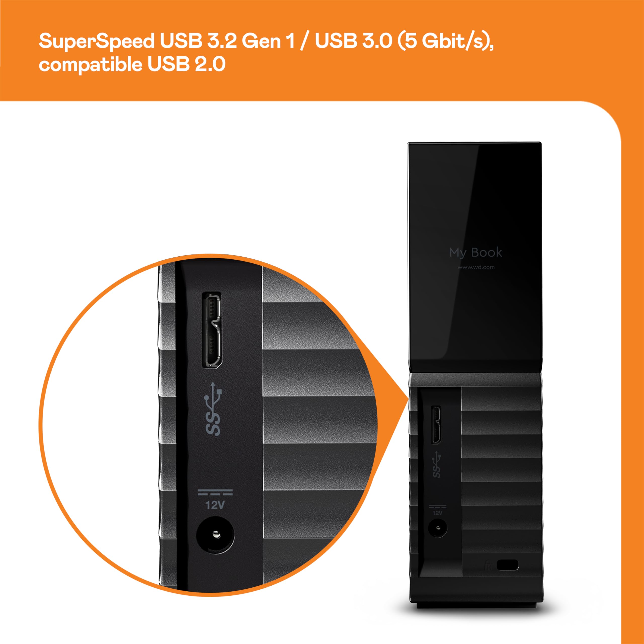 WD My Book 22To USB3.2 Gen 1 HDD with password protection and backup software