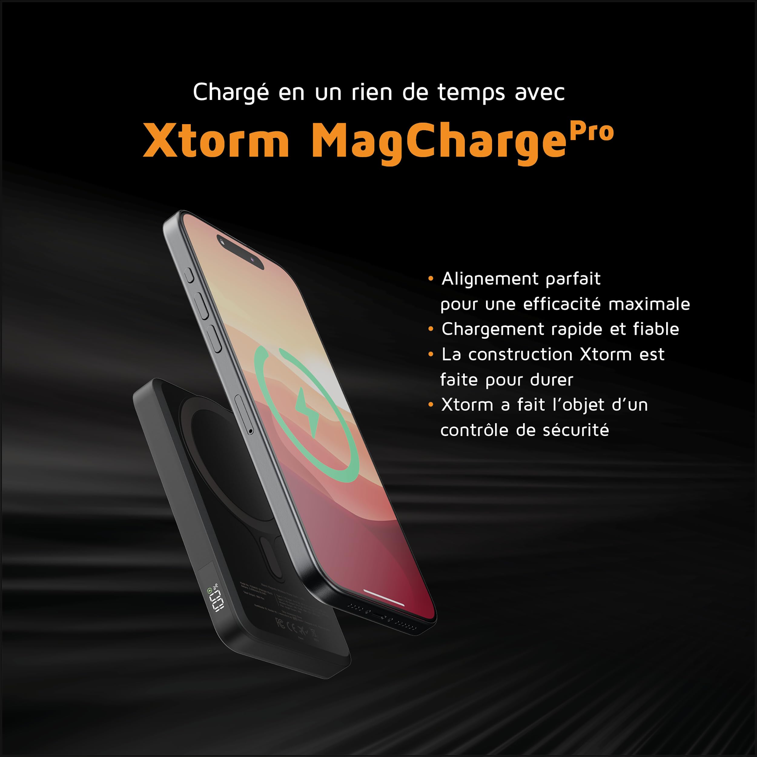 XTORM Batterie magnétique sans fil 5000 mAh noire