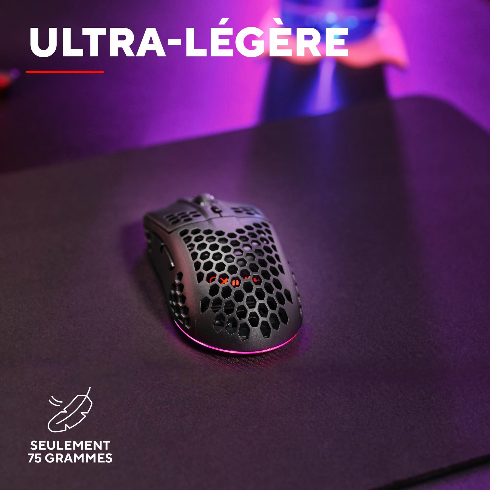 TRUST Souris gaming sans fil HELOX ultra légére - Noire