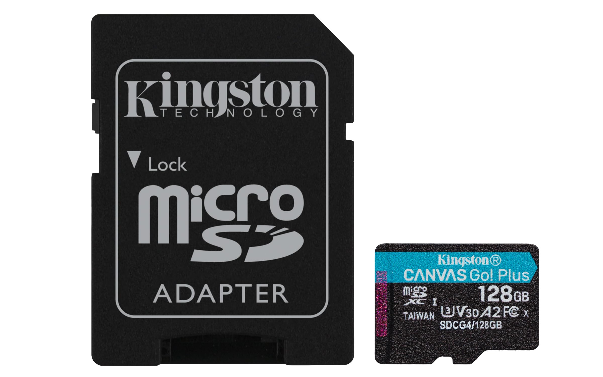 KINGSTON 128Go microSDXC Canvas Go Plus Gen4 200Mo/s A2 U3 V30 Card + Adapter