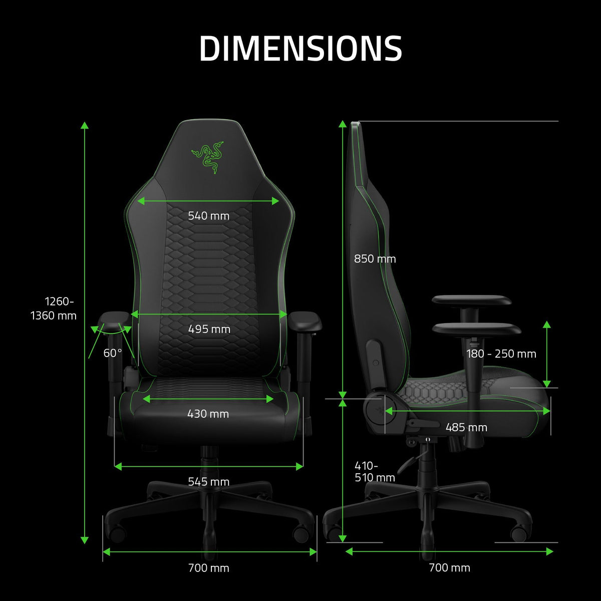 RAZER Iskur V2 X NewGen Black/Green - Fauteuil Gaming