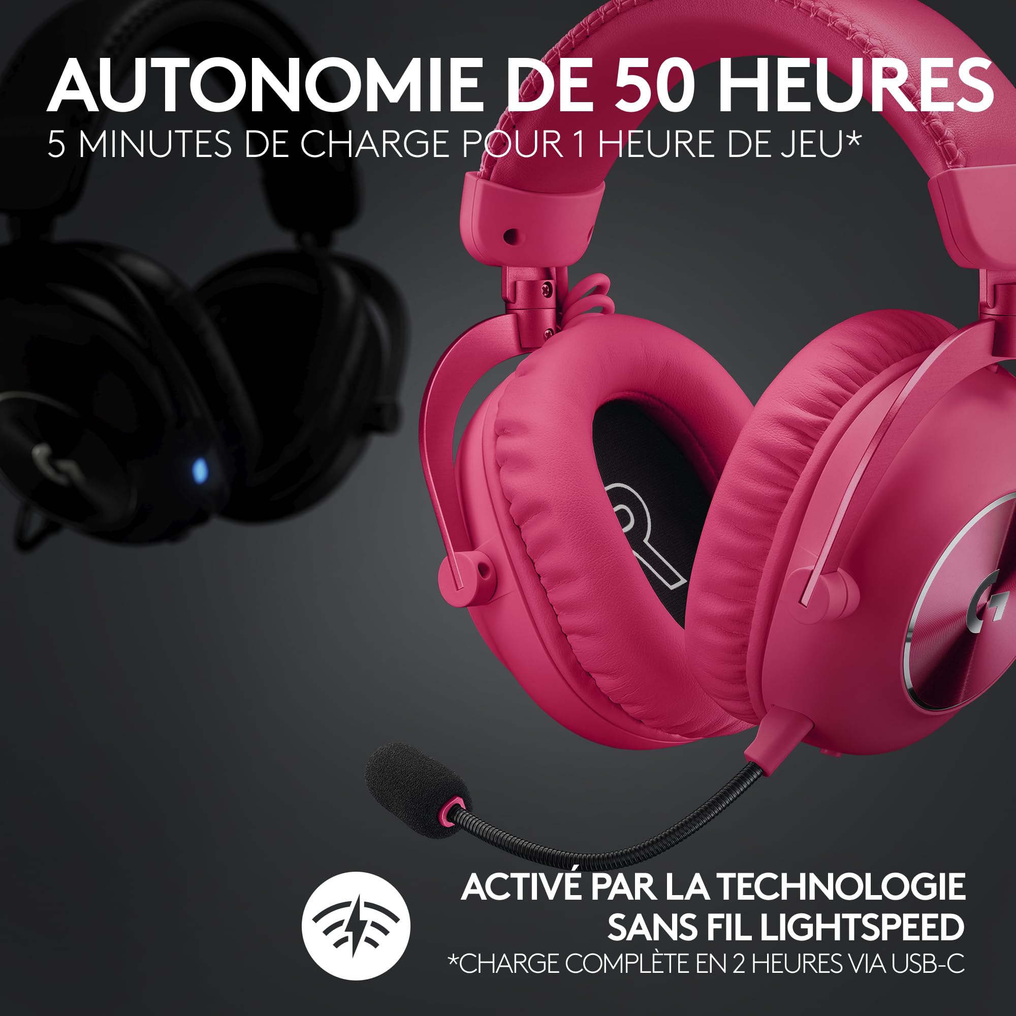 LOGITECH G Pro X 2 Headset full size Bluetooth / LIGHTSPEED wireless wired 3.5 mm jack noise isolating magenta
