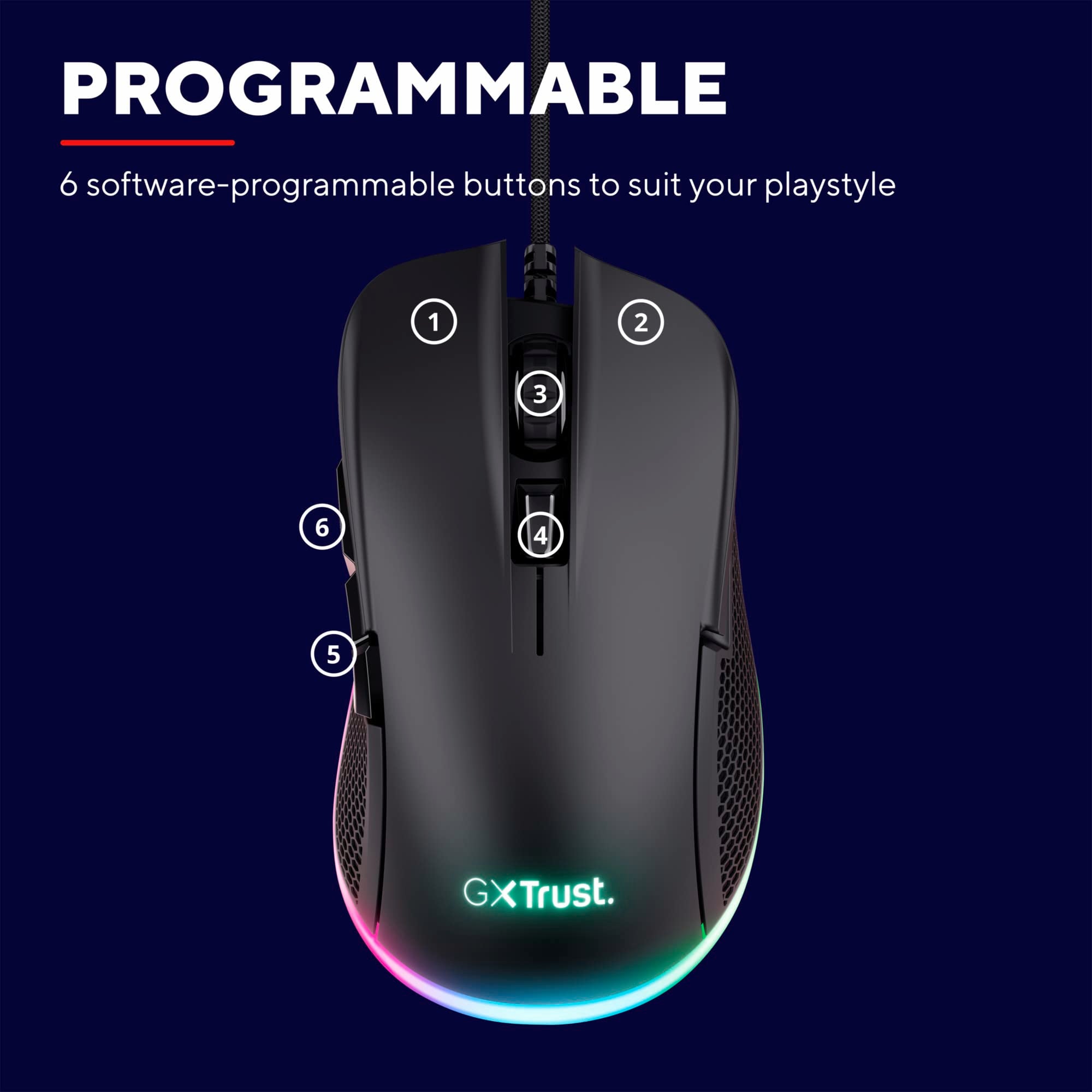 TRUST Souris gaming filaire YBAR noire
