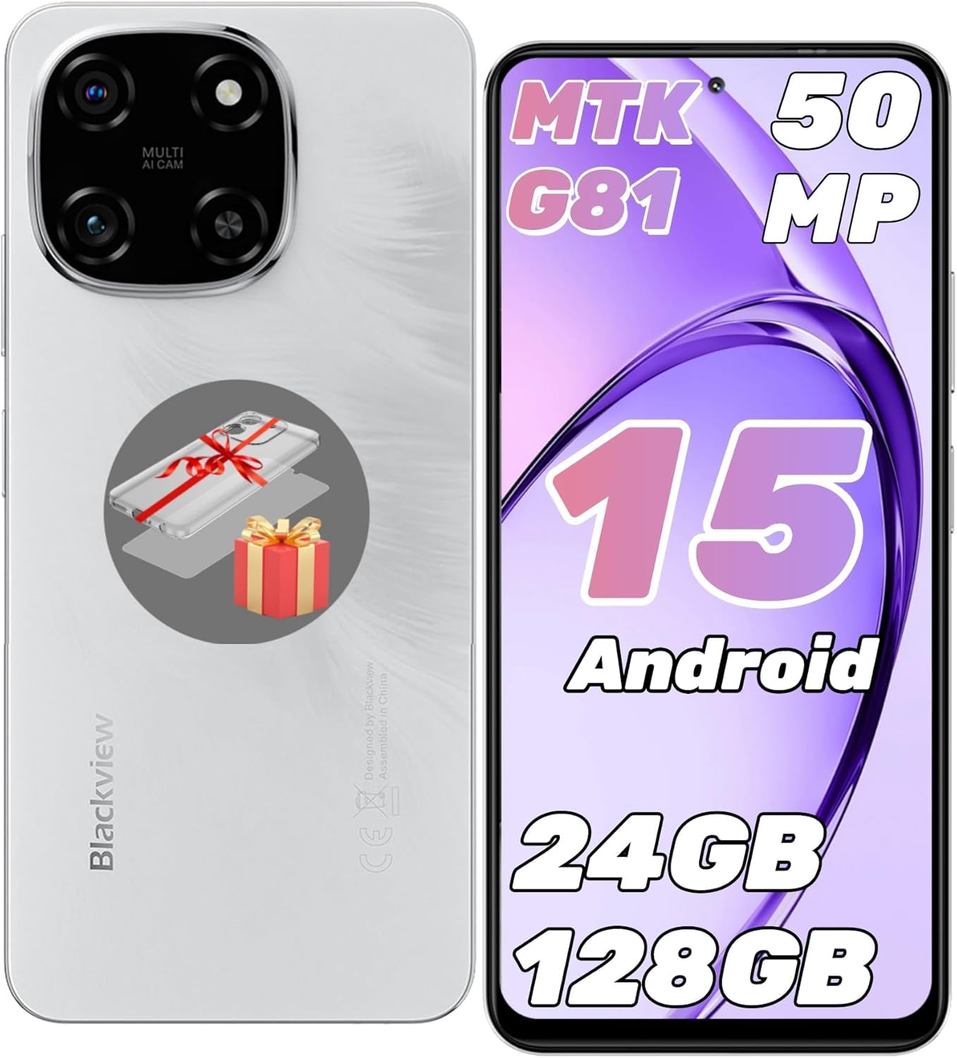 Blackview Color 6 (Double Sim - 6.67''- 128 Go, 8 Go RAM) Blanc