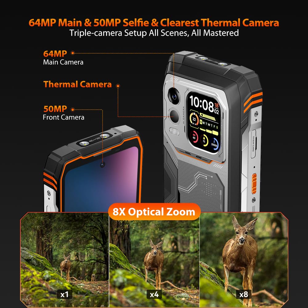 Blackview Xplore 1 Pro (NFC - Caméra à image thermique - 6.78'' - 256 Go, 12 Go RAM - 20000mAh) Orange