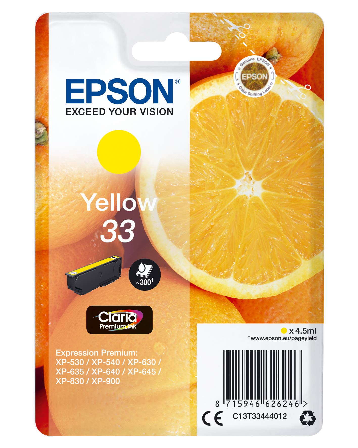 Cartouche EPSON C13T33444012 - Yellow