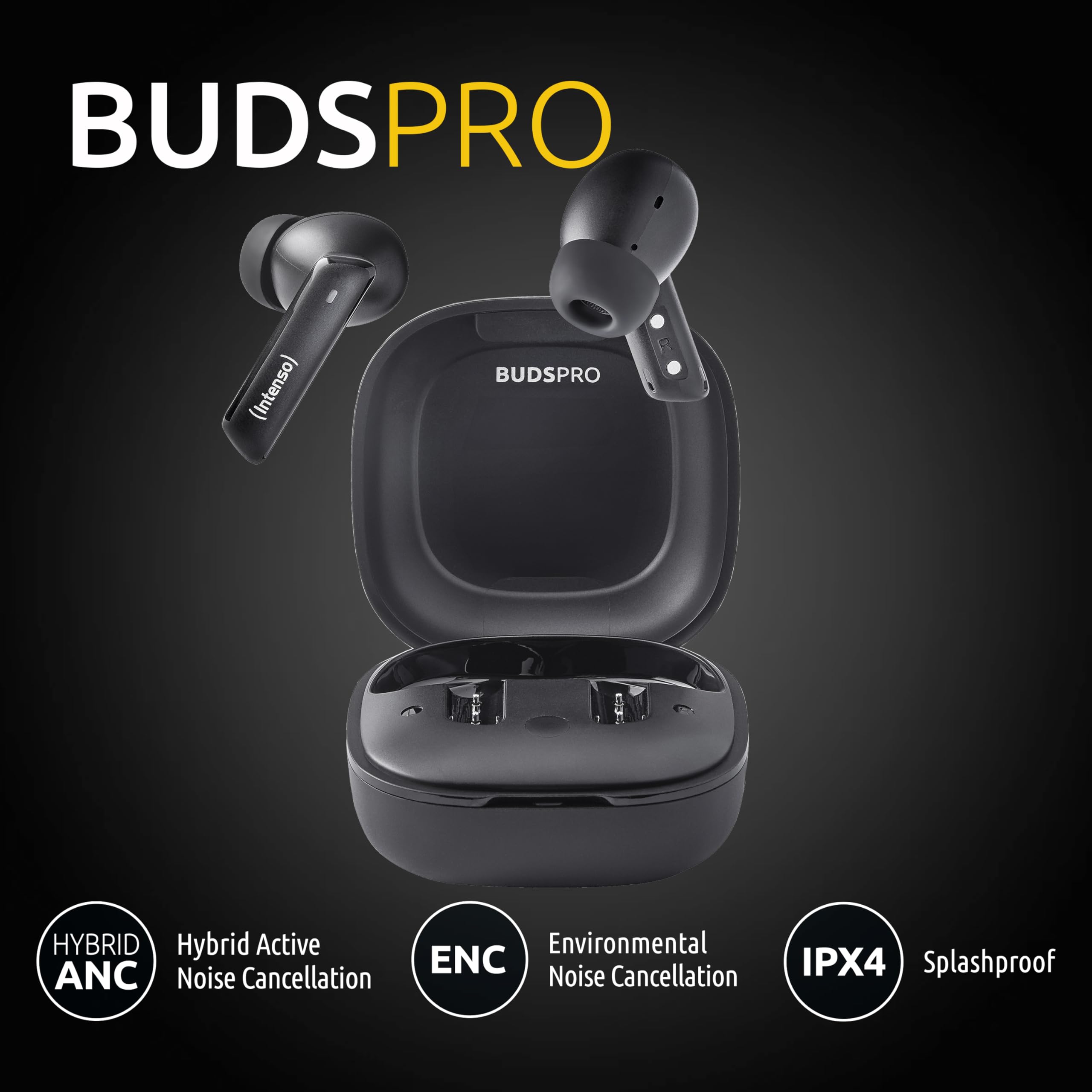 INTENSO Ecouteurs BUDS PRO sans fil, noir