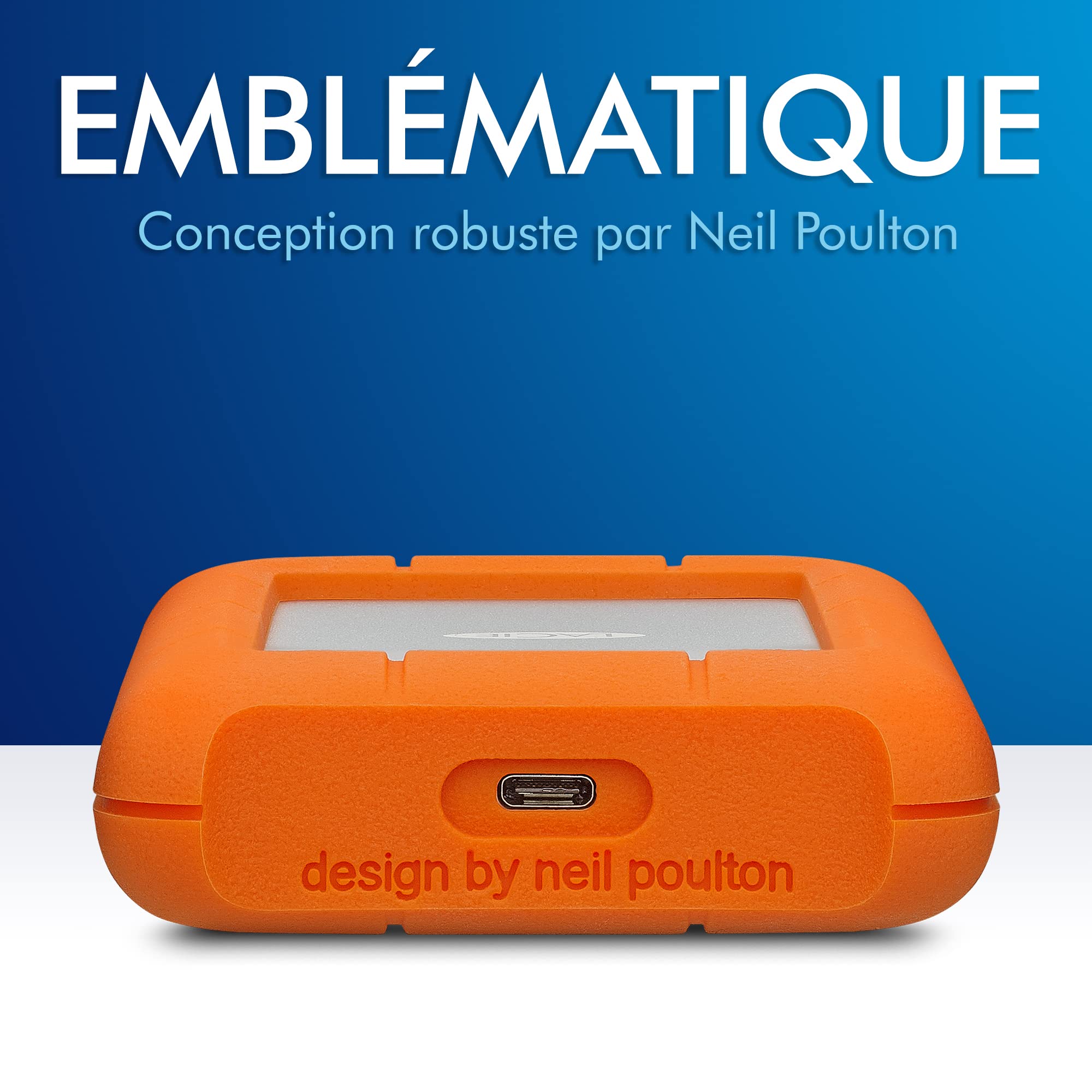 LACIE RUGGED 5TB USB-C USB3.0 Drop- crush- and rain-resistant for all-terrain use orange