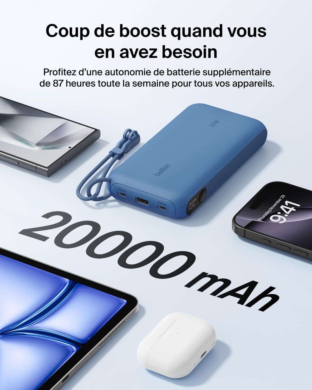 BELKIN 20k PD20W Power Bank with Display Blue
