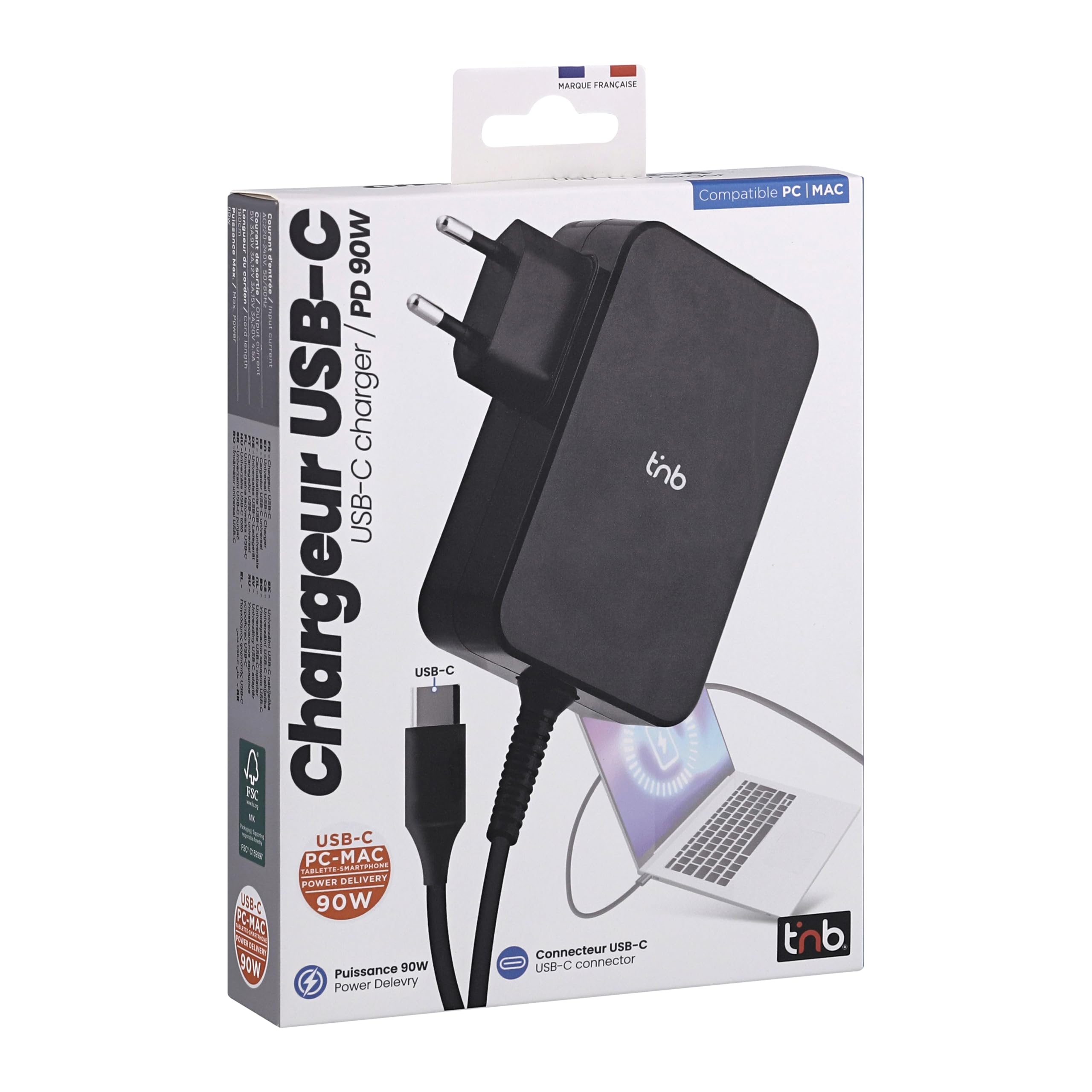 TNB 90W USB-C Charger With Wall Outlet