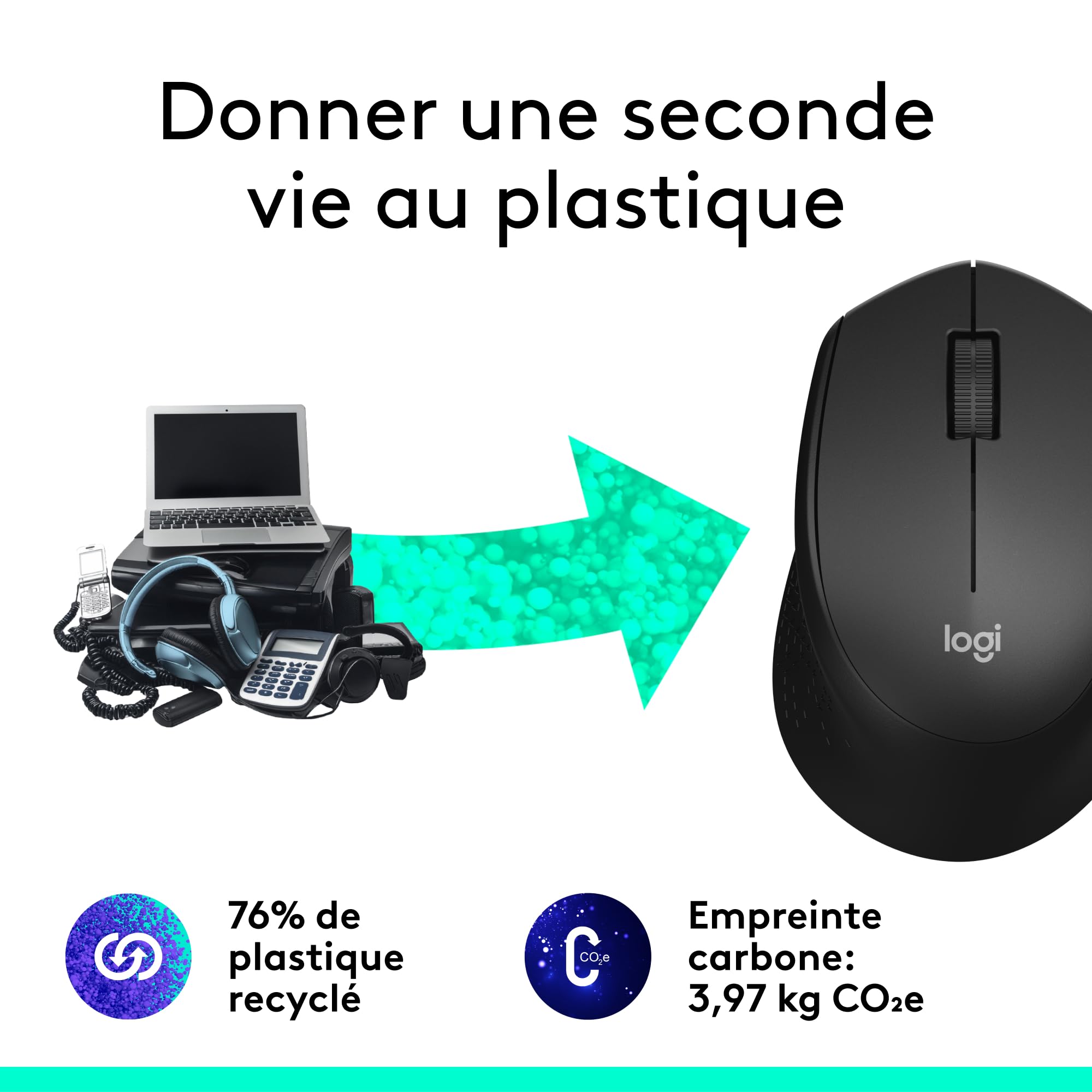 LOGITECH M330 SILENT PLUS Mouse 3 buttons wireless 2.4 GHz USB wireless receiver black