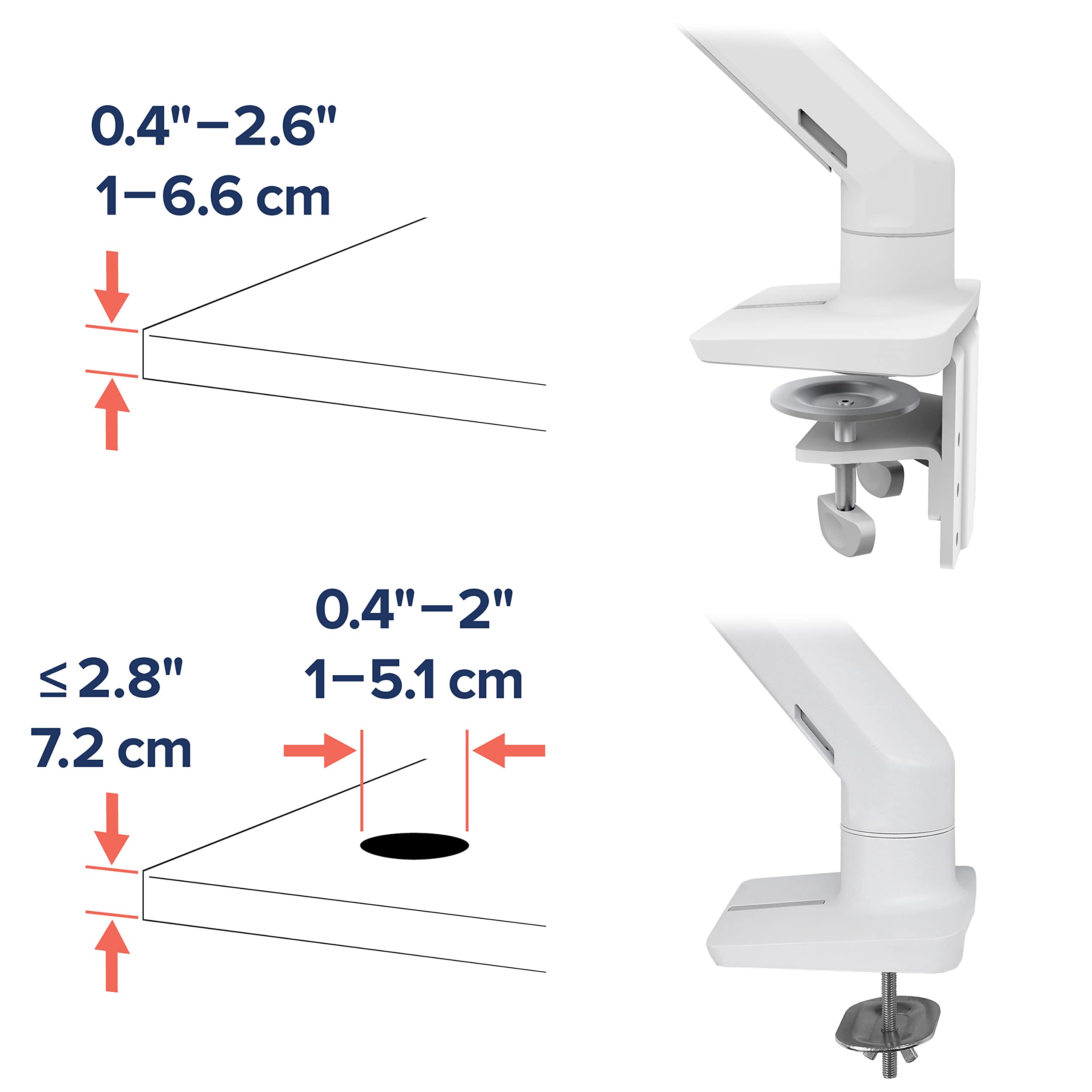 HX Desk Monitor Arm+HD Pivot White