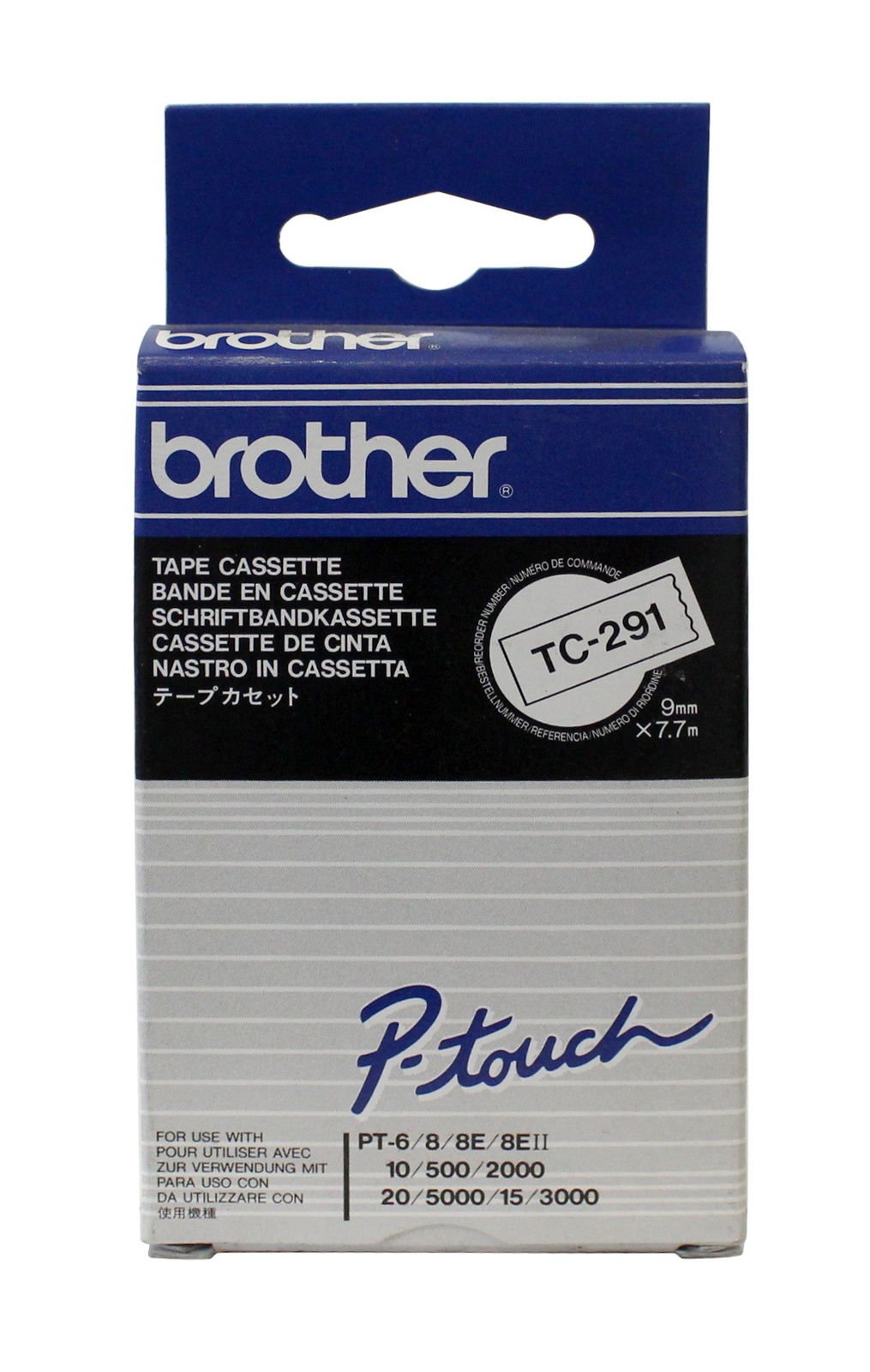 BROTHER P-TOUCH TC-291 noir sur blanc 9mm