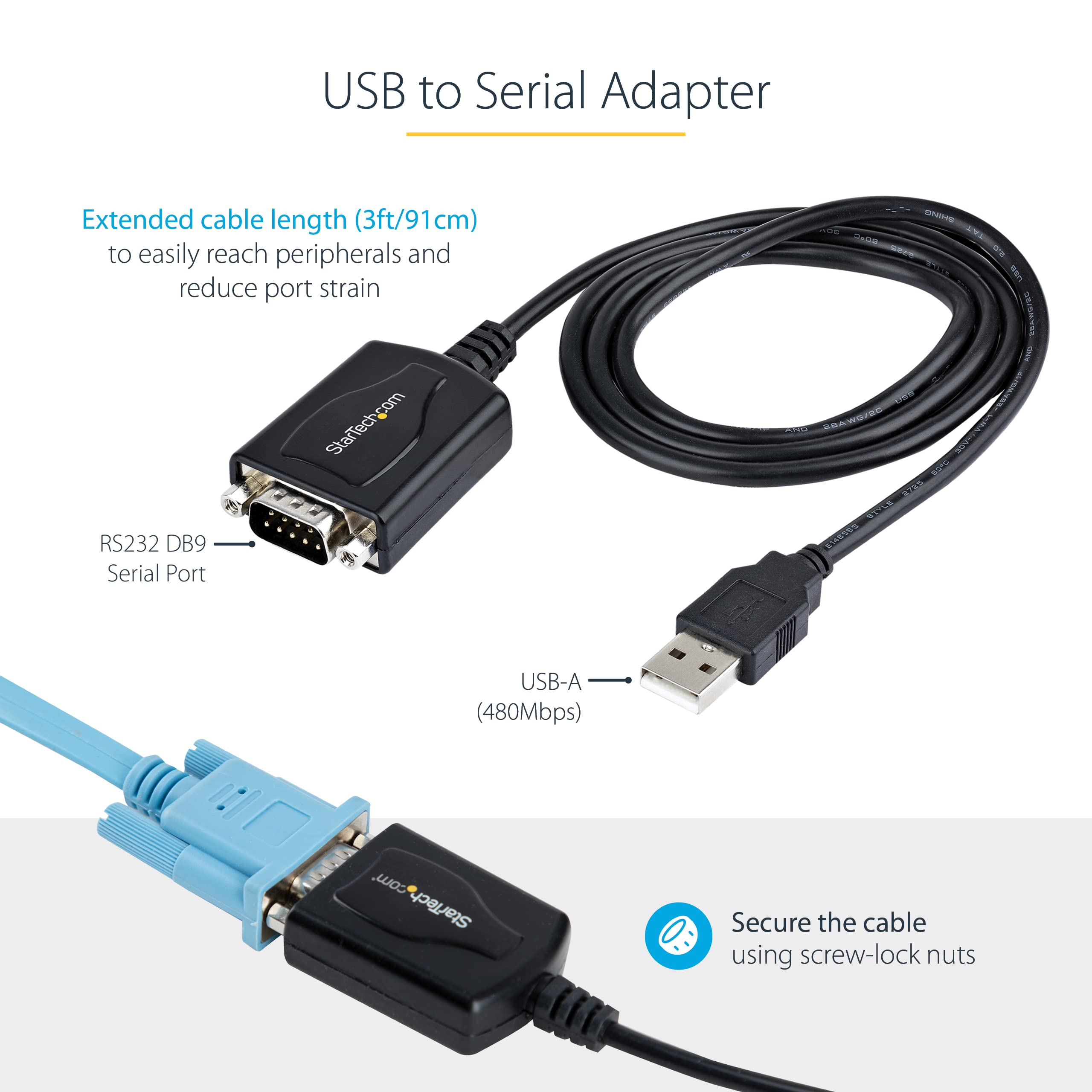 3ft USB to Serial Cable/RS232 Adapter