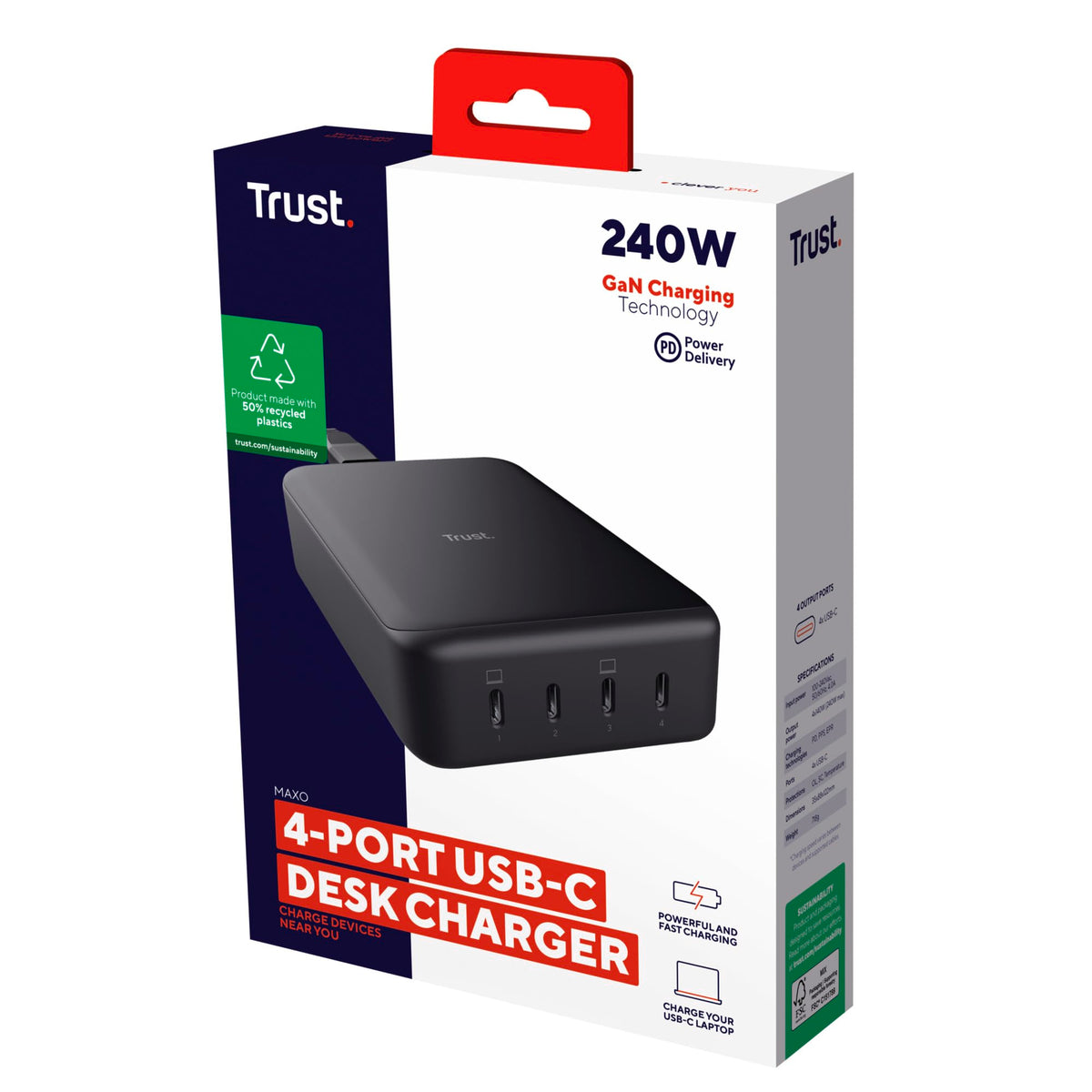 TRUST Chargeur de bureau universel MAXO 240 watts 4 ports USB-C