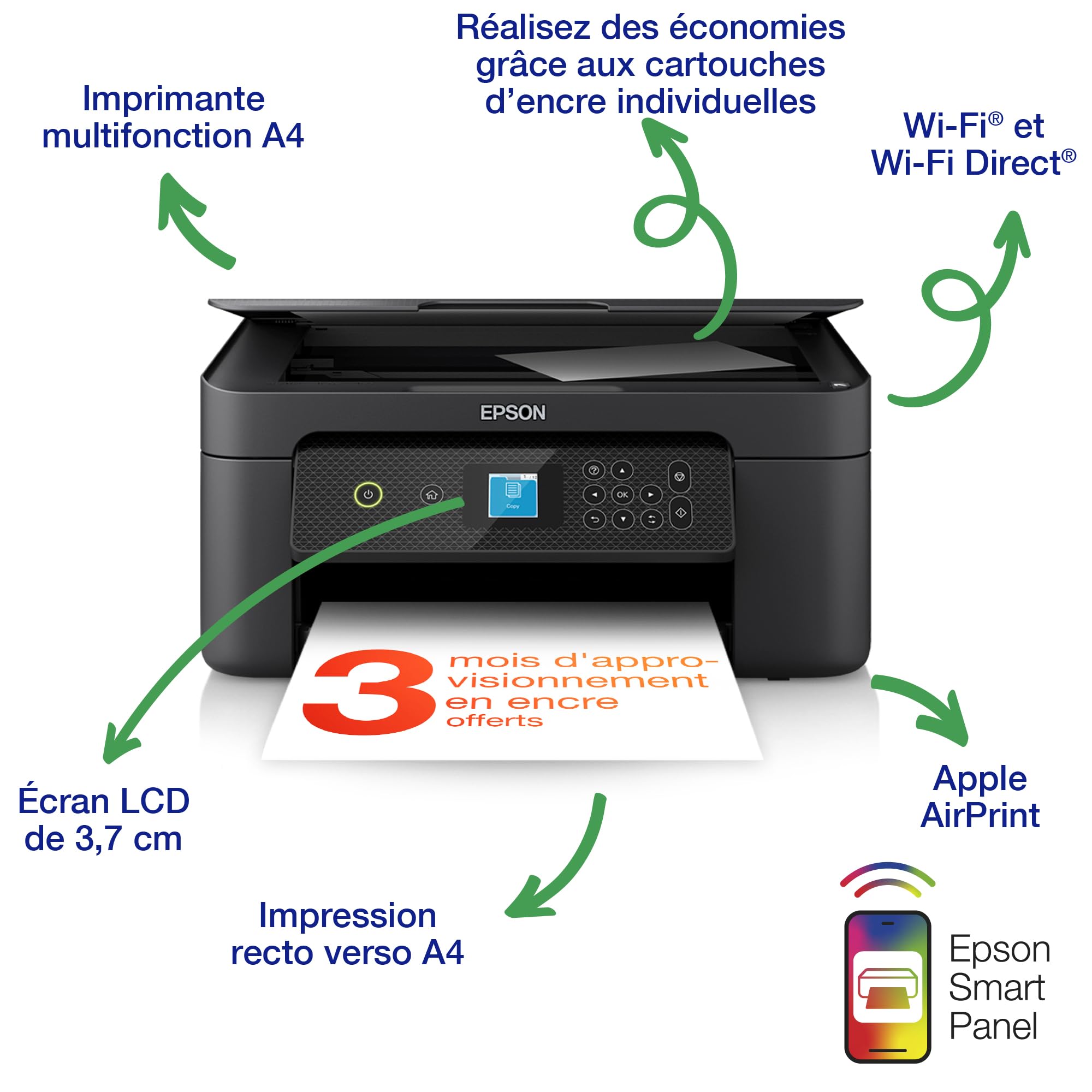 EPSON Expression Home XP-3200 MFP colour inkjet A4 10ppm Print 100sheets USB Wi-Fi Black