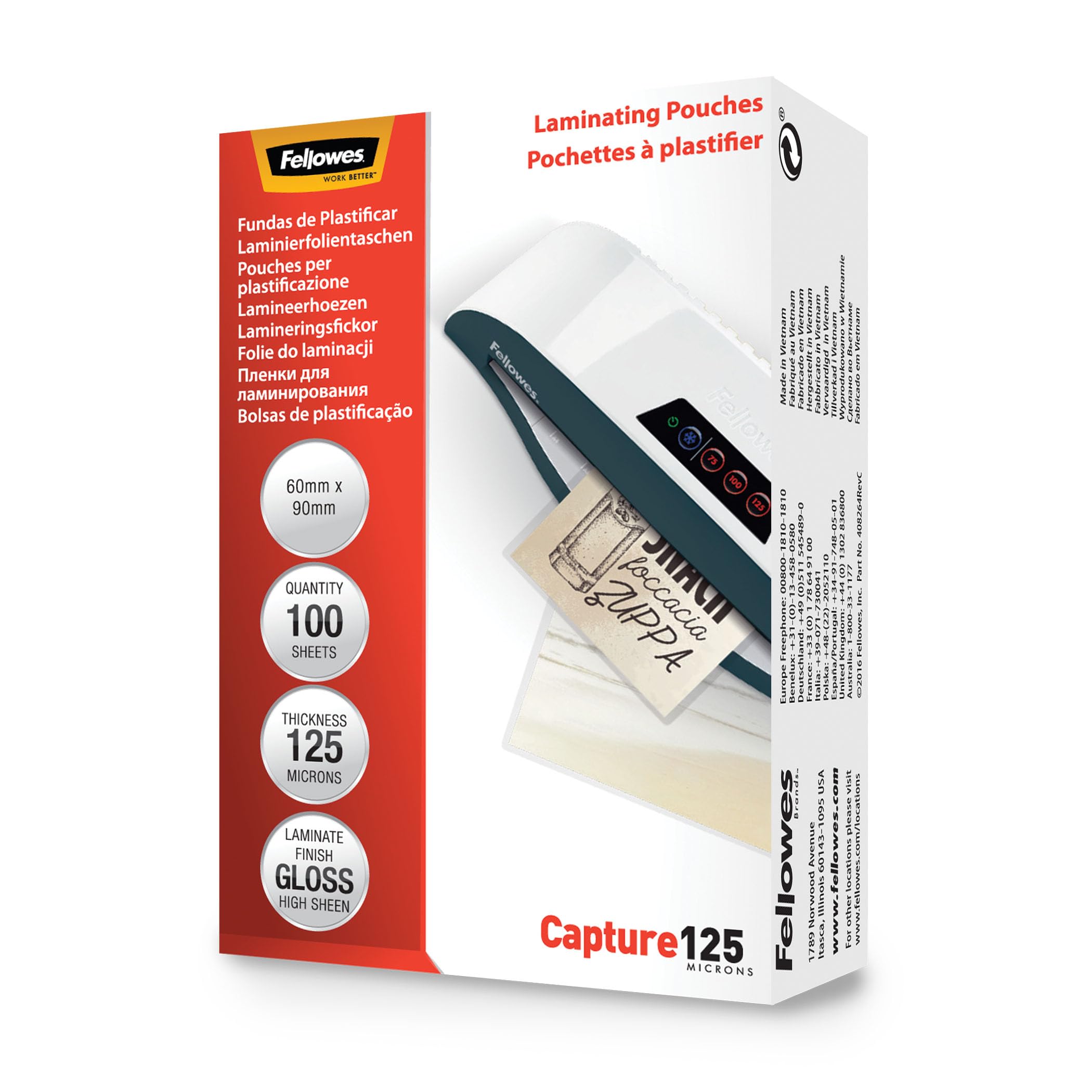 FELLOWES LAMIN POUCH 54X86MM 125MIC RTL 50PK