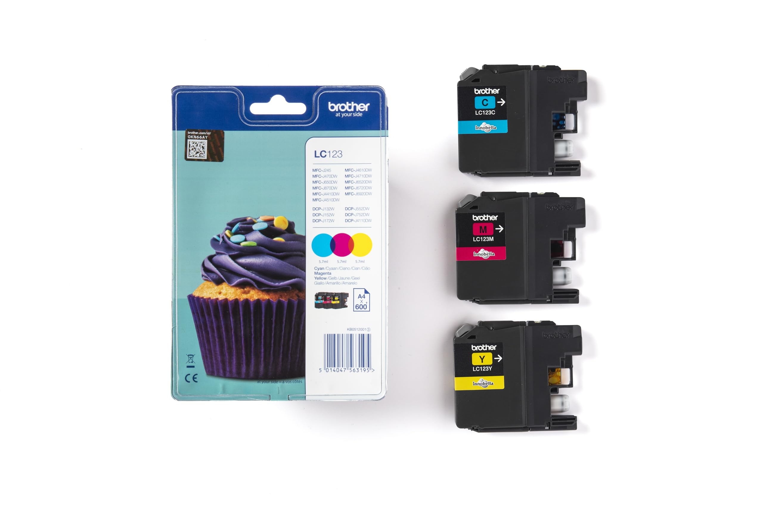 BROTHER LC-123 cartouche dencre cyan, magenta et jaune capacité standard 1-pack blister sans alarme