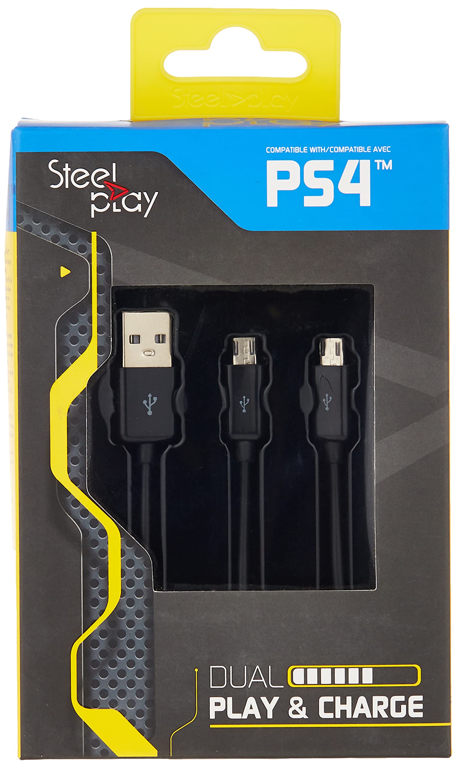 LEXIP X STEELPLAY Cable Dual Play & Charge Pour Manettes Noir PS4