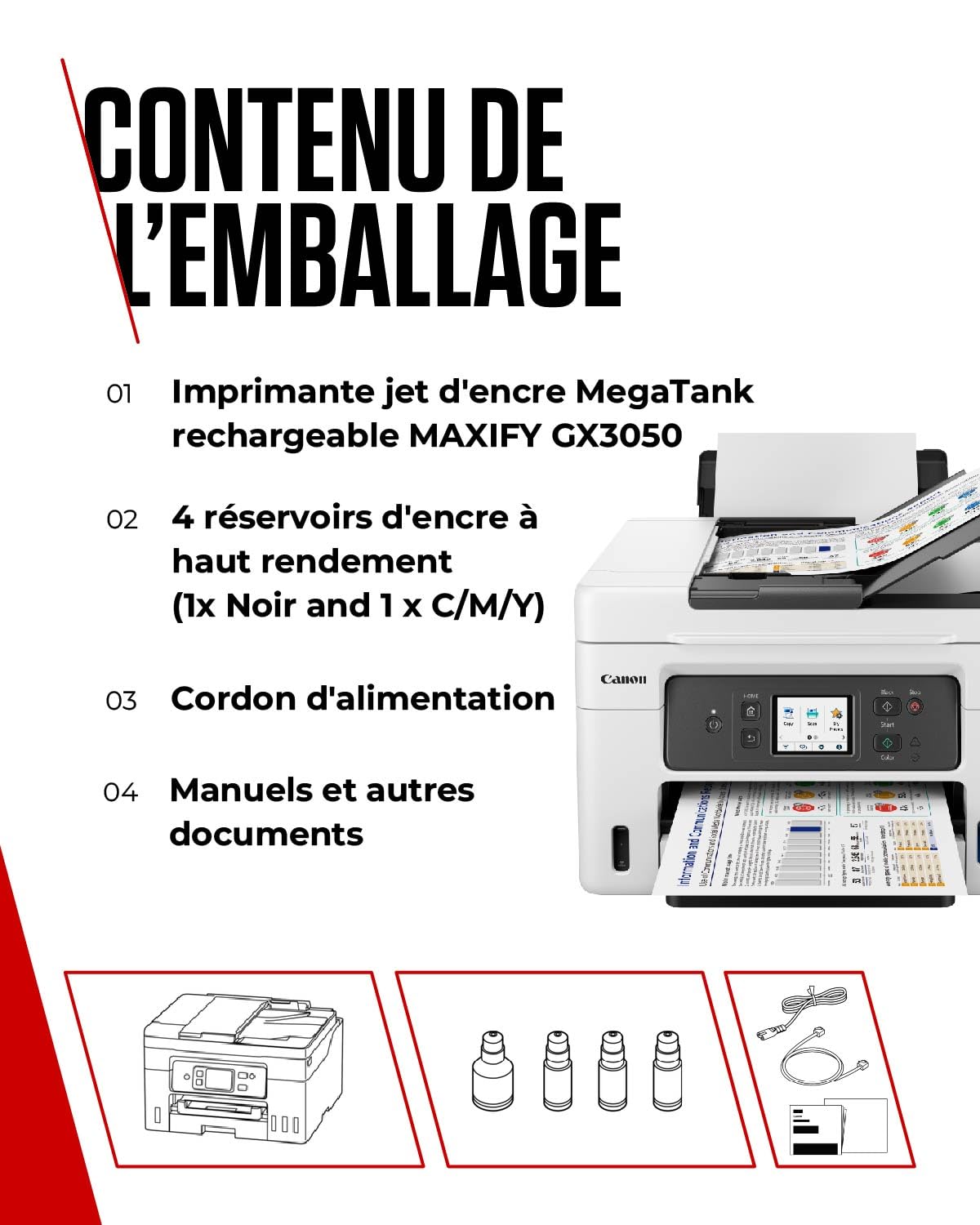 CANON MAXIFY GX4050 MFP colour ink-jet refillable A4 18 ipm print 350 sheets USB 2.0 LAN Wi-Fi