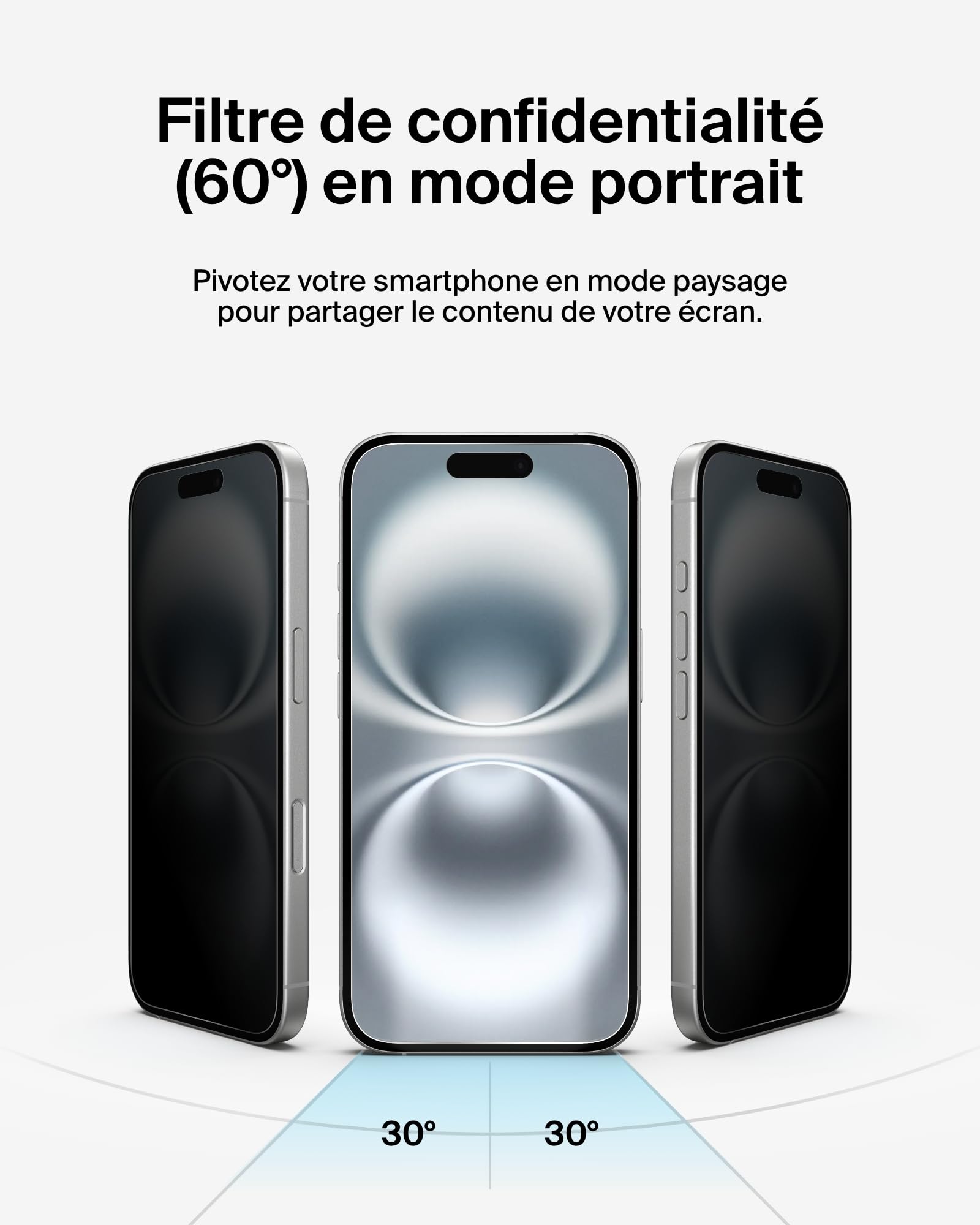 BELKIN ScreenForce Pro Invisiglass Privacy AM Screen Protector - iPhone 16/15/14 Pro