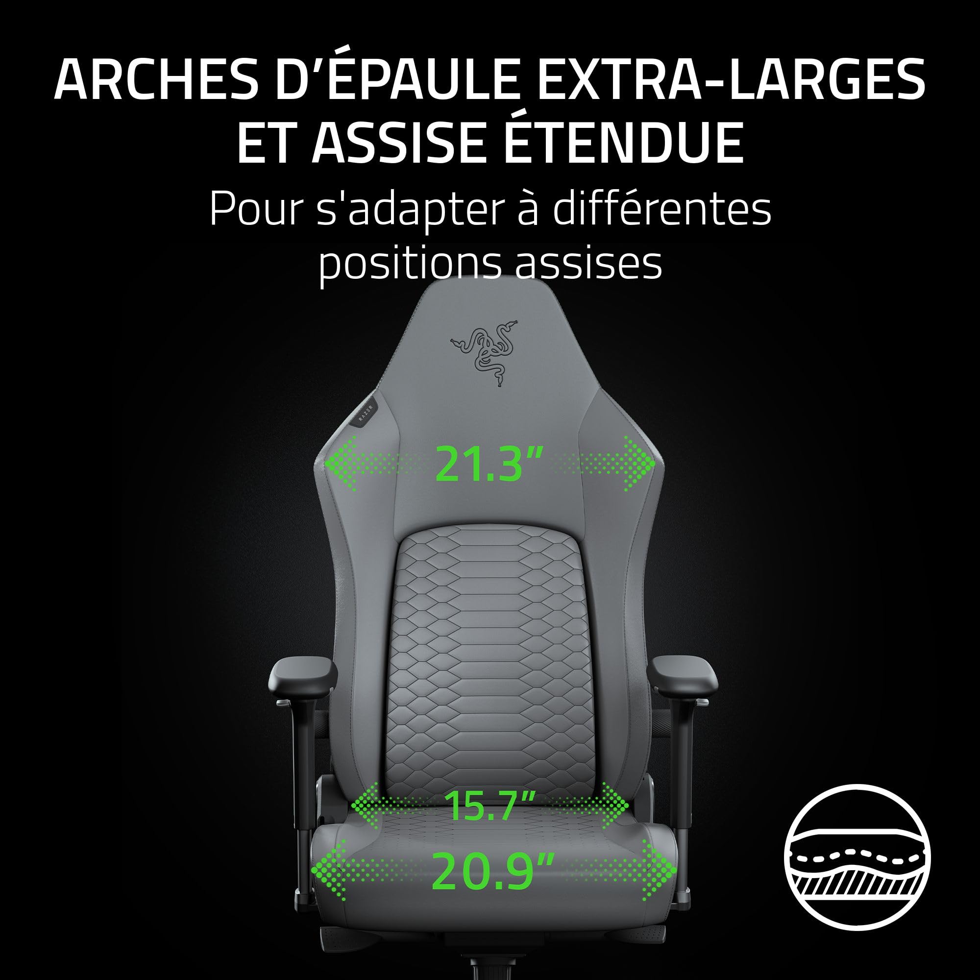 RAZER Iskur V2 NewGen Light Gray - Fauteuil Gaming